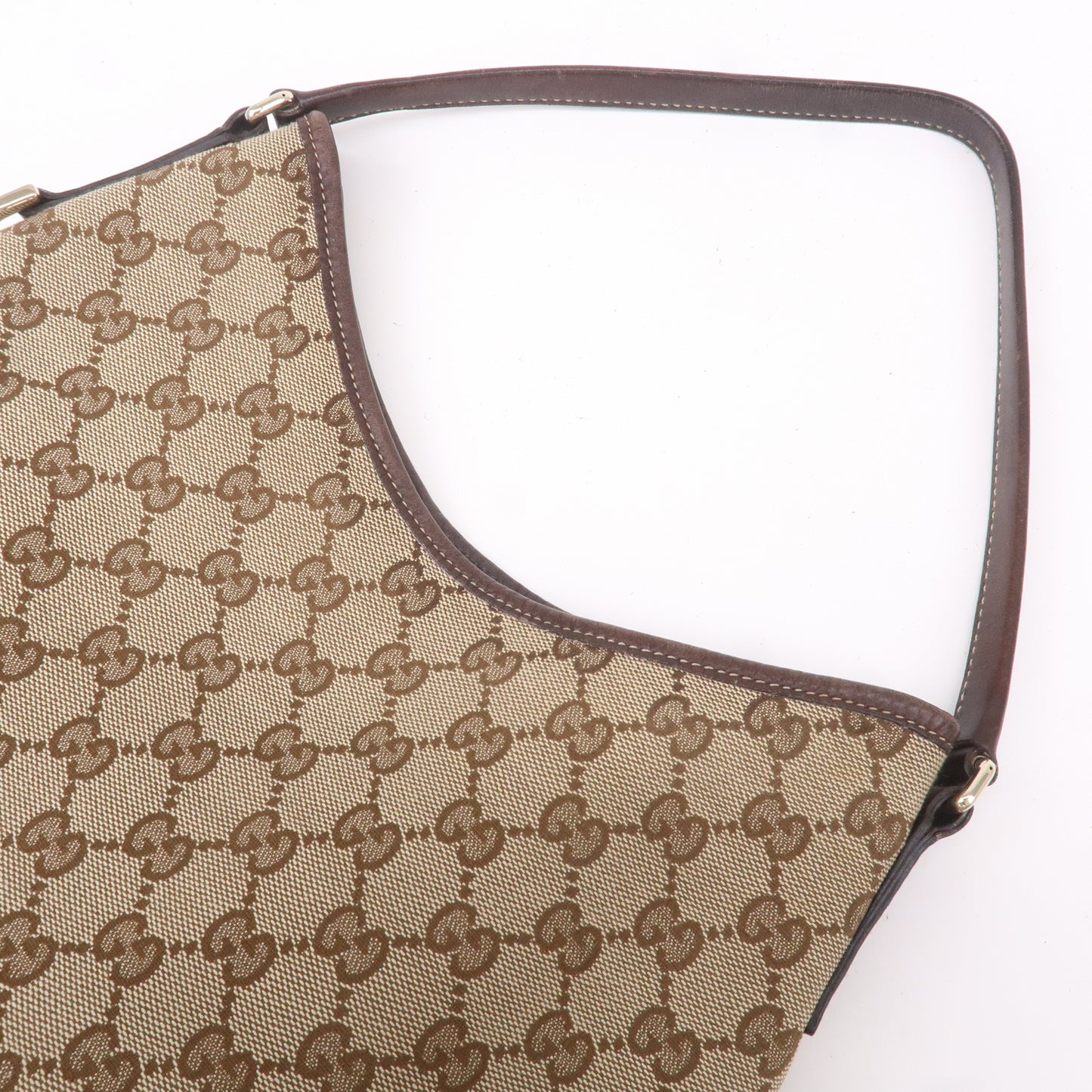 GUCCI GG Canvas Leather Shoulder Bag Beige Brown 169947