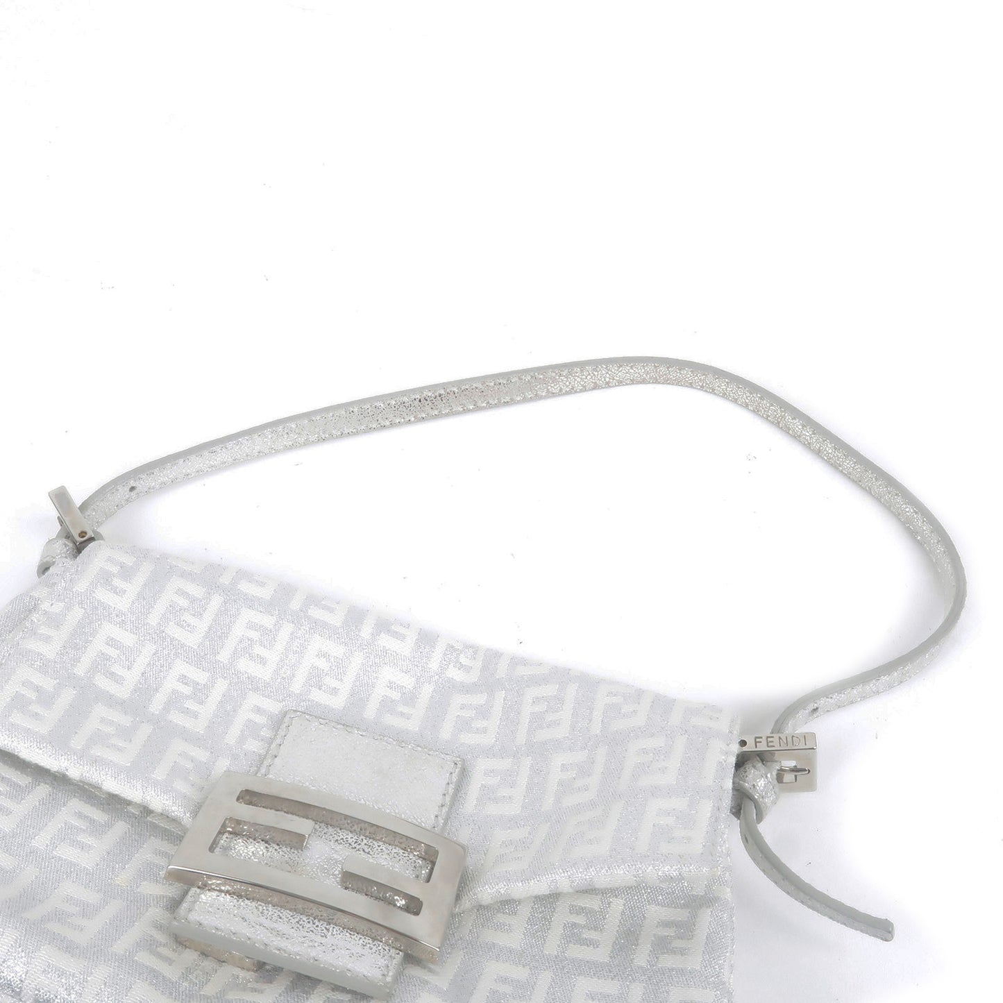 FENDI Zucchino Mamma Baguette Canvas Leather Shoulder Bag 8BR180