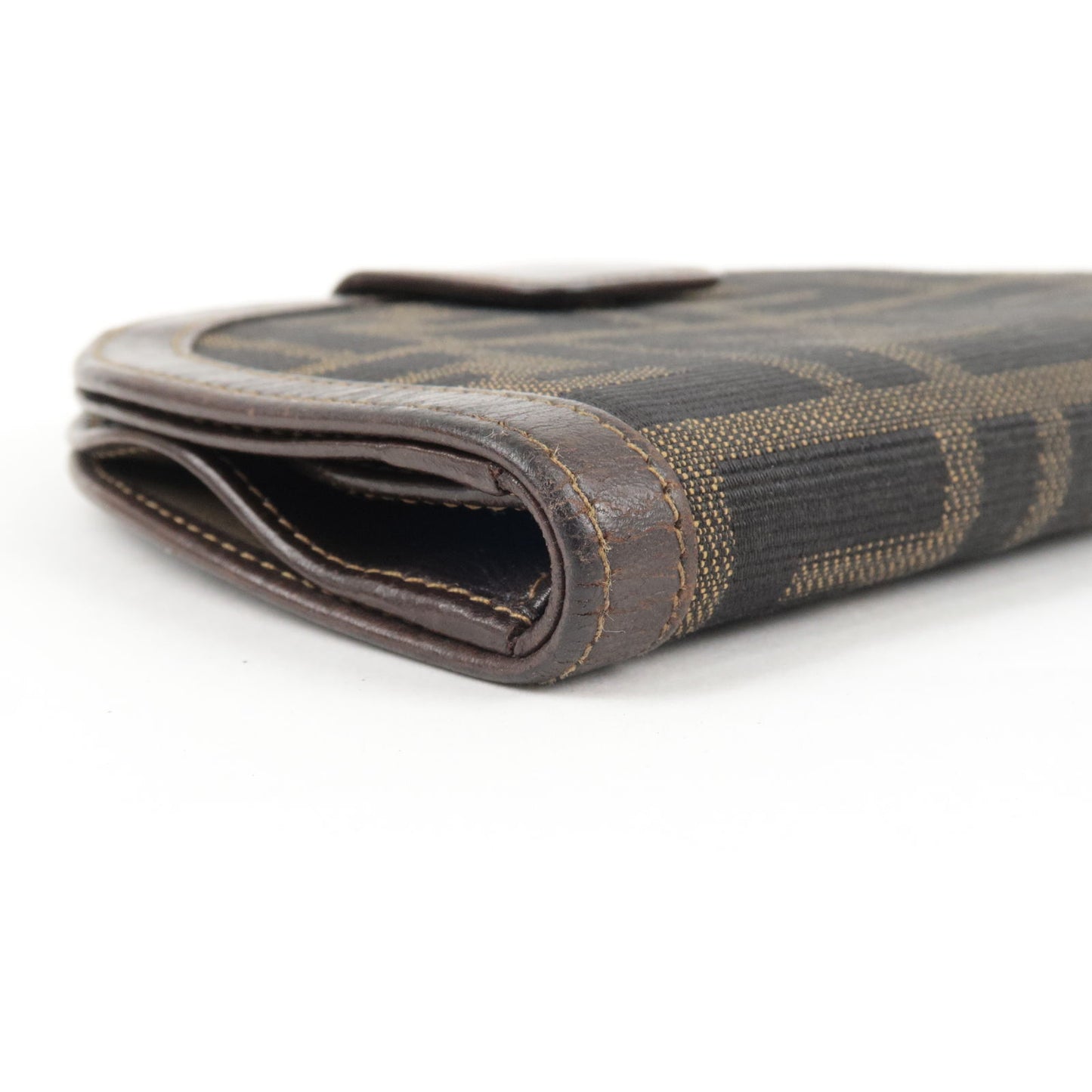 FENDI Zucca Canvas Leather Bi-Fold Wallet Khaki 2804.01223