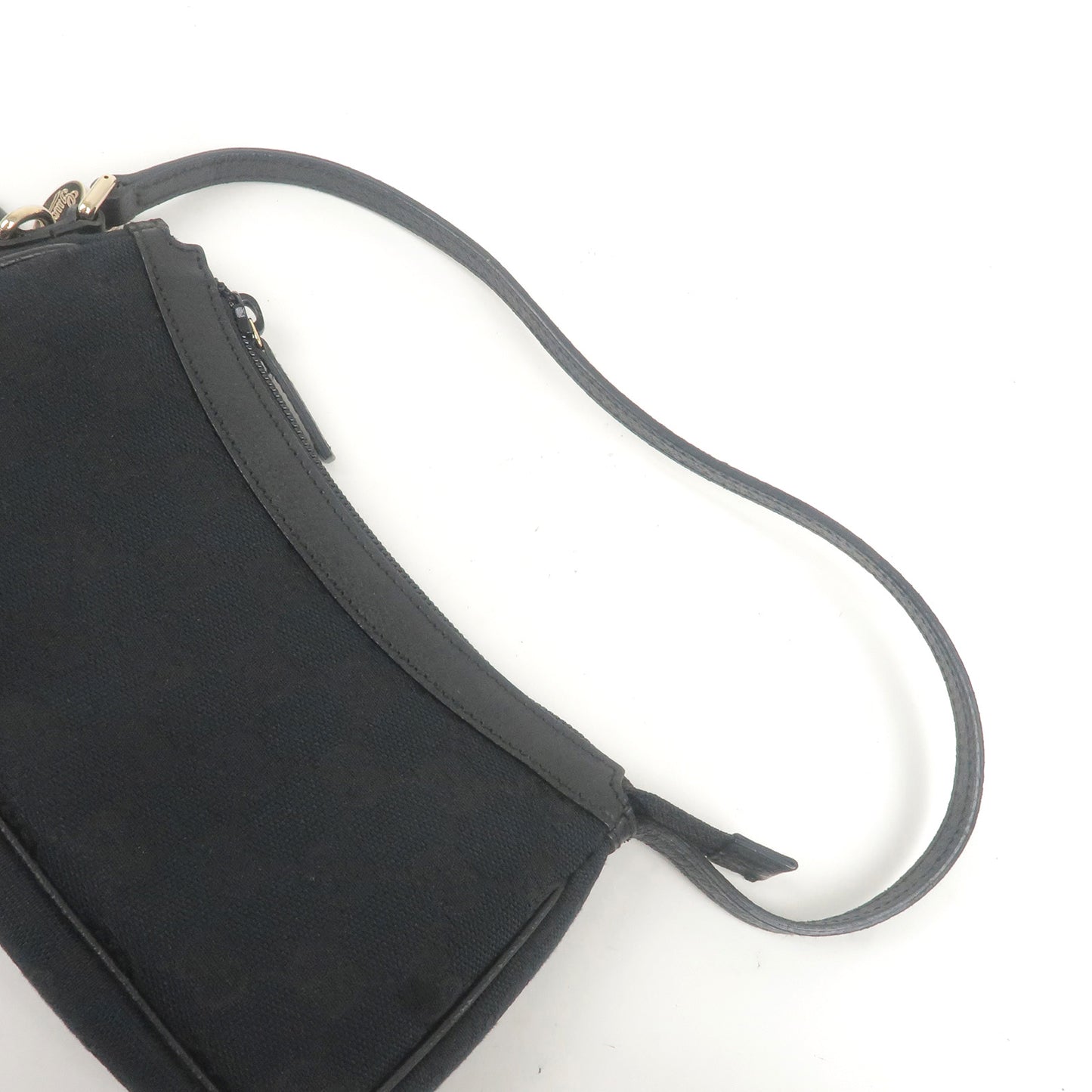 GUCCI GG Canvas Leather Purse Pouch Hand Bag Black 154432