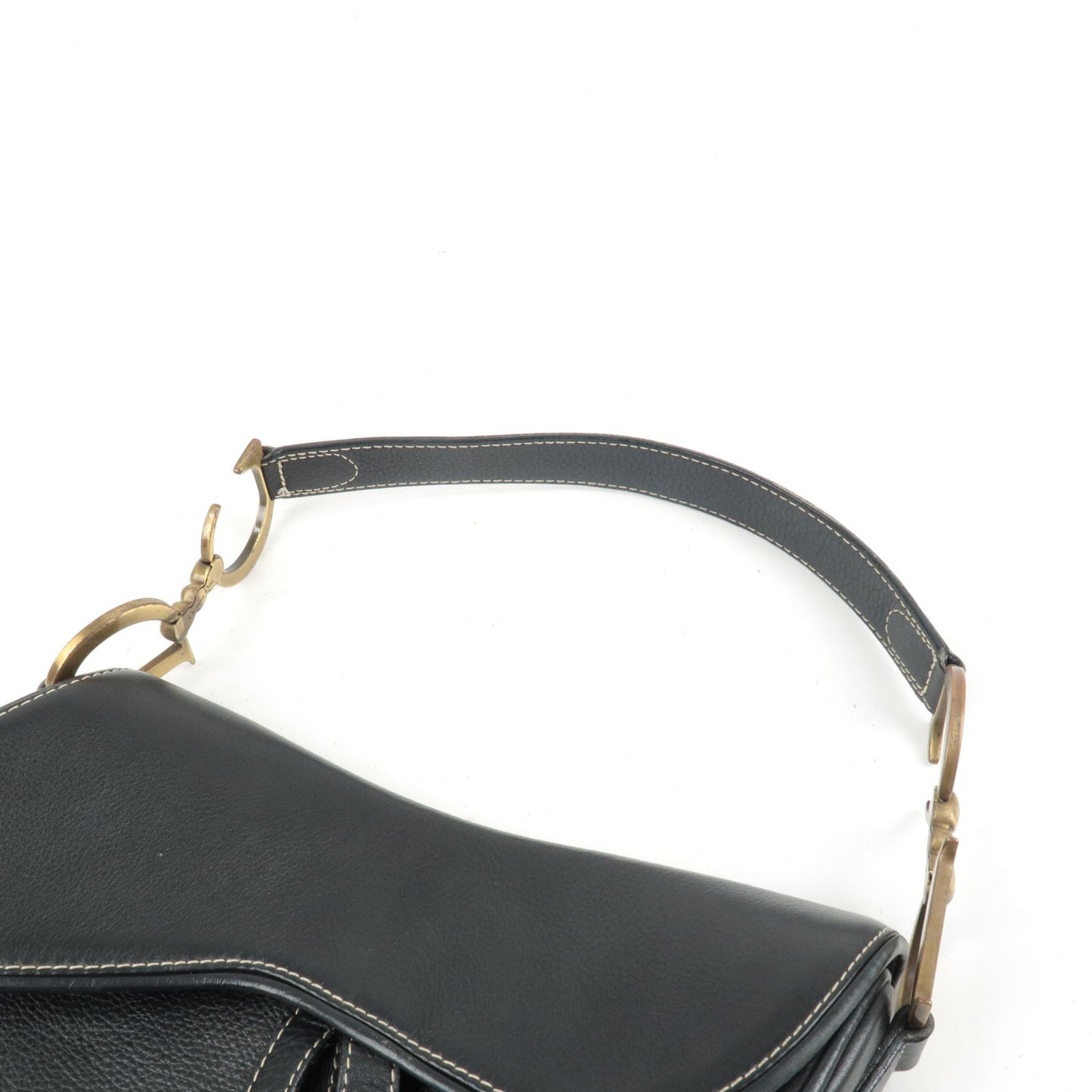 Christian Dior Leather Saddle Bag Shoulder Bag Purse Black