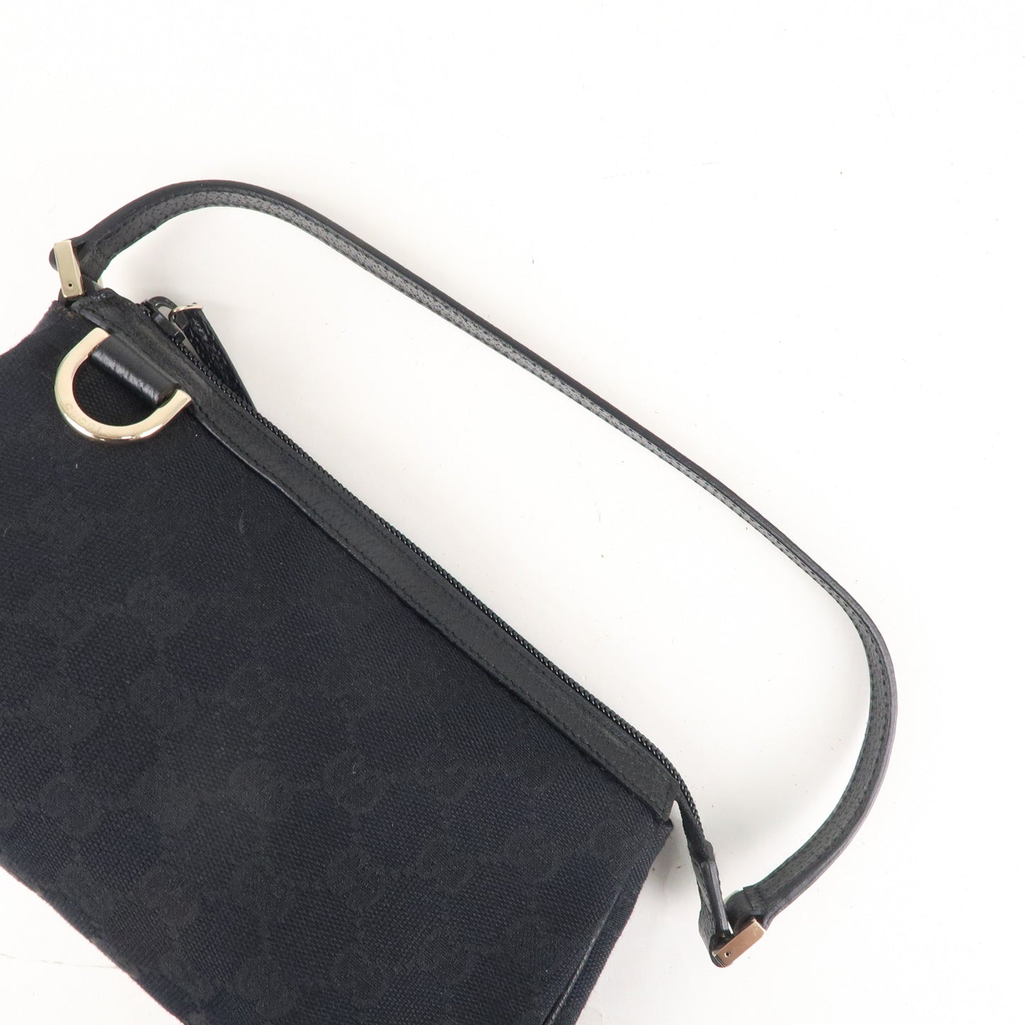 GUCCI Abbey GG Canvas Leather Hand Bag Pouch Black 145750