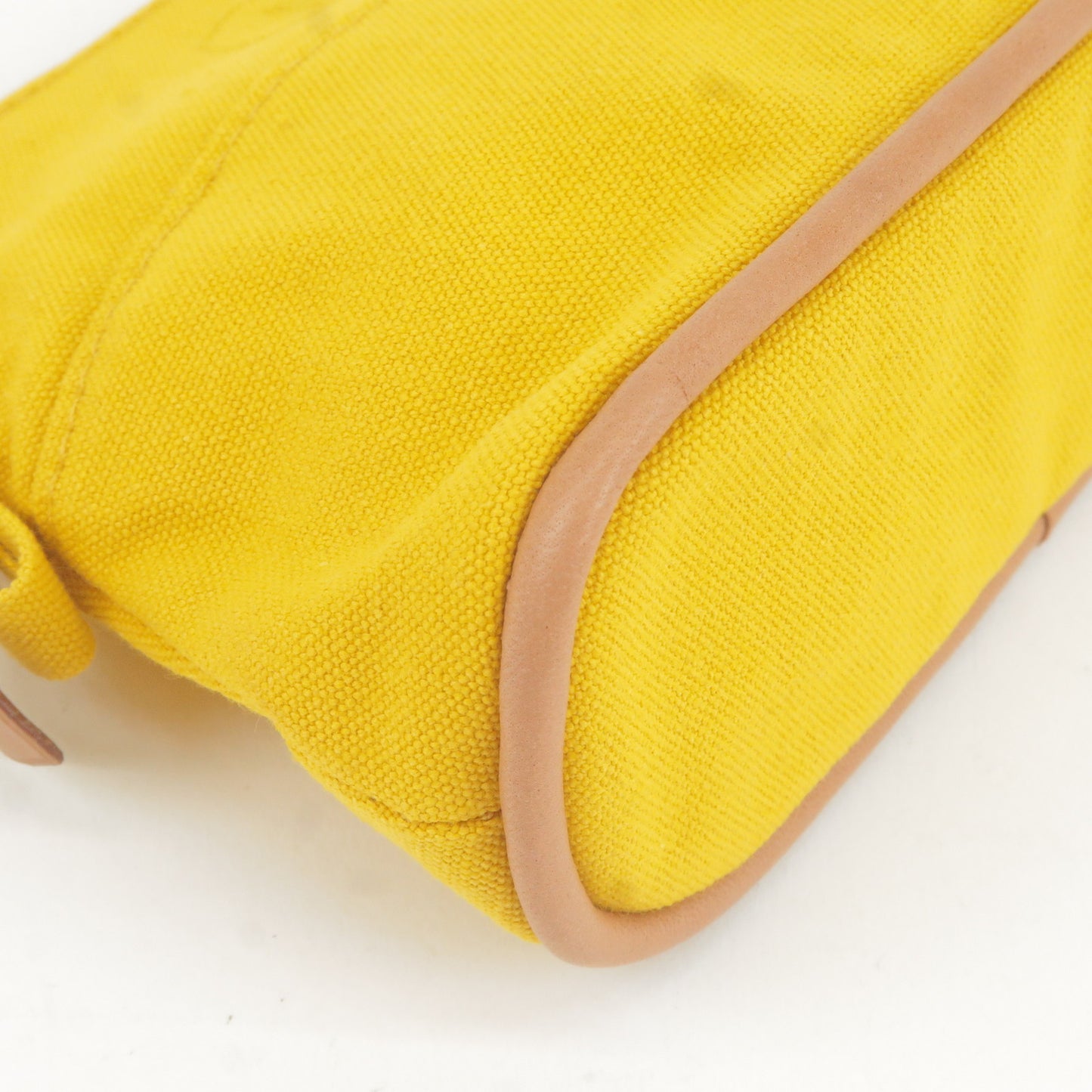 HERMES Canvas Leather Bolide Mini Pouch Cosmetics Bag Yellow
