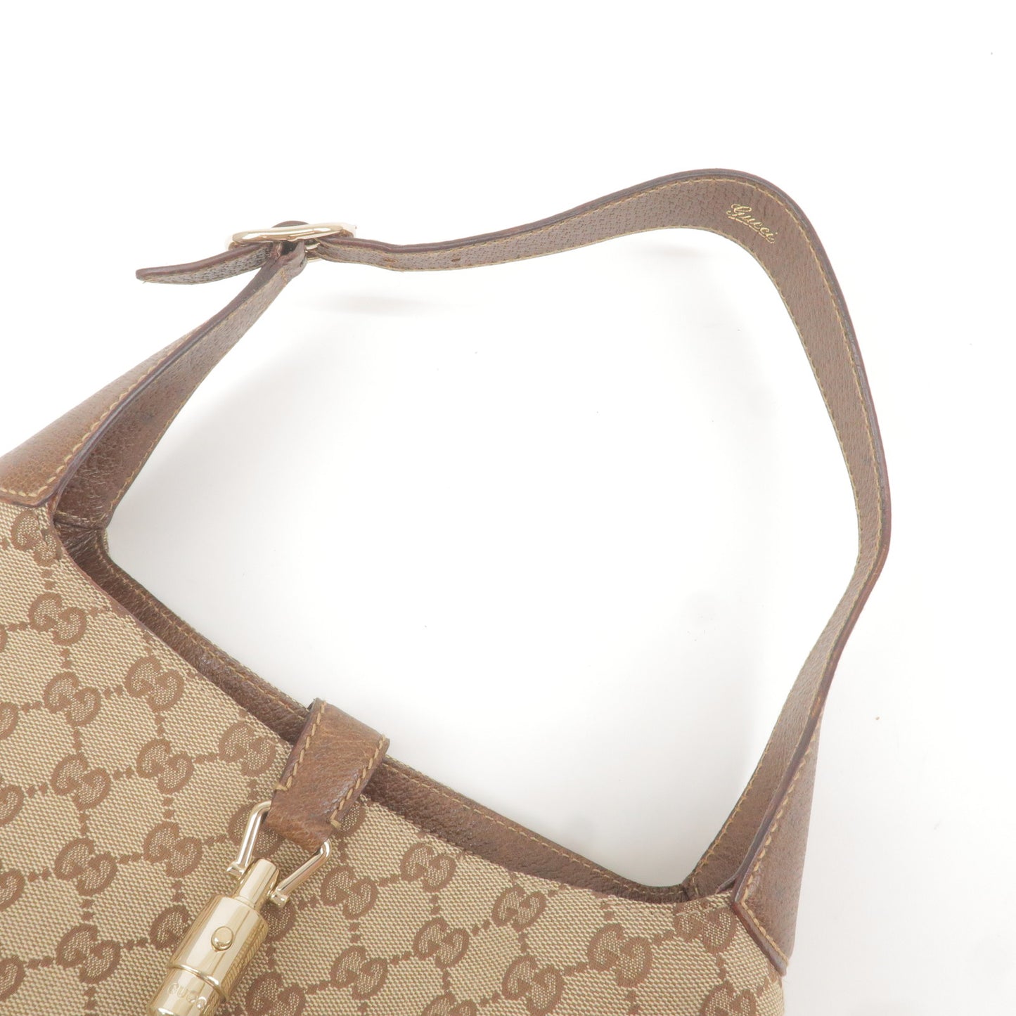 GUCCI New Jackie GG Canvas Leather Shoulder Bag Beige Brown 137335