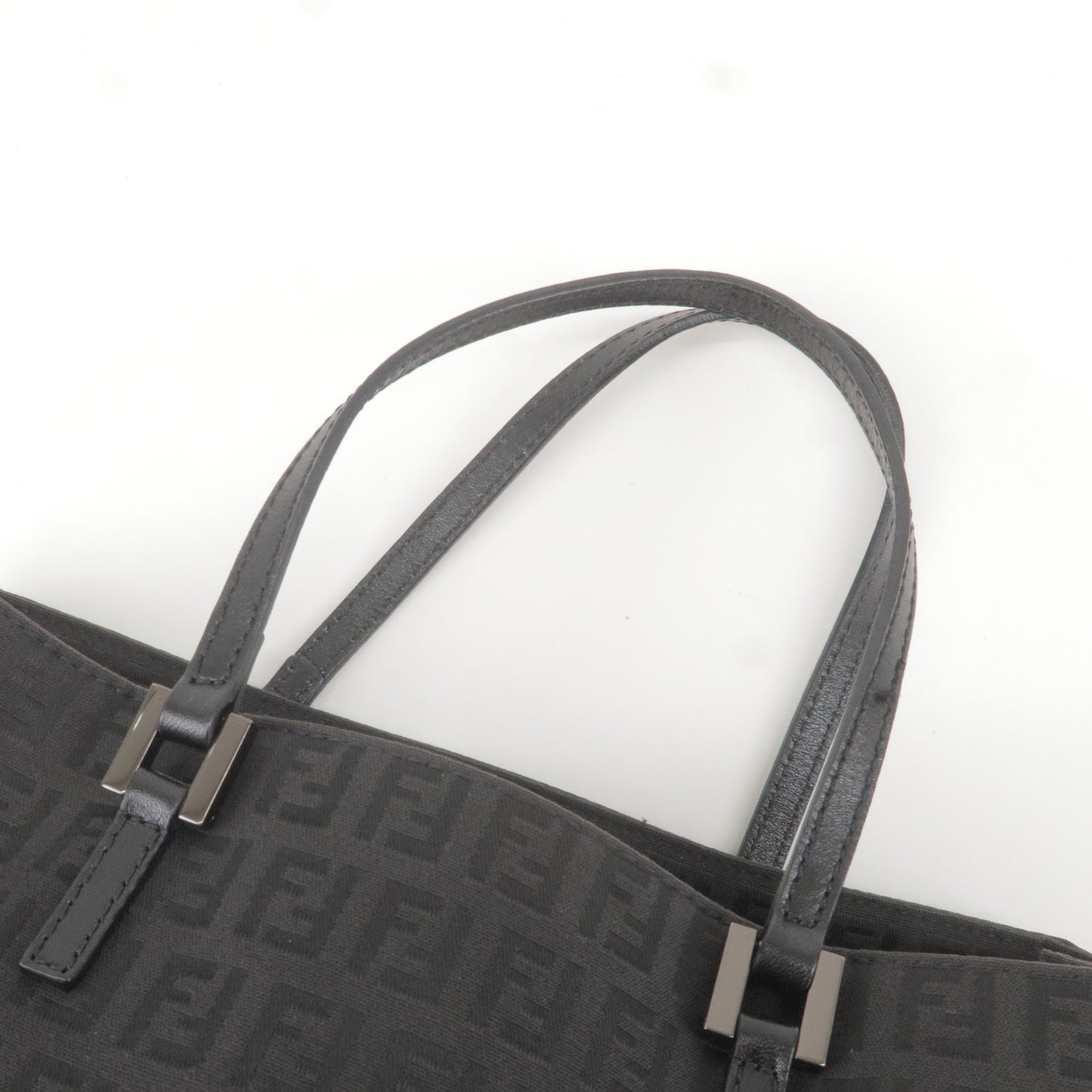 FENDI Zucchino Canvas Leather Hand Bag Black 8BH072