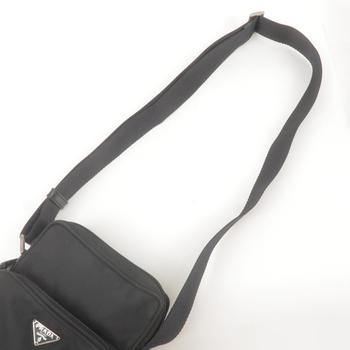 PRADA Logo Nylon Leather Shoulder Bag NERO Black BT0169
