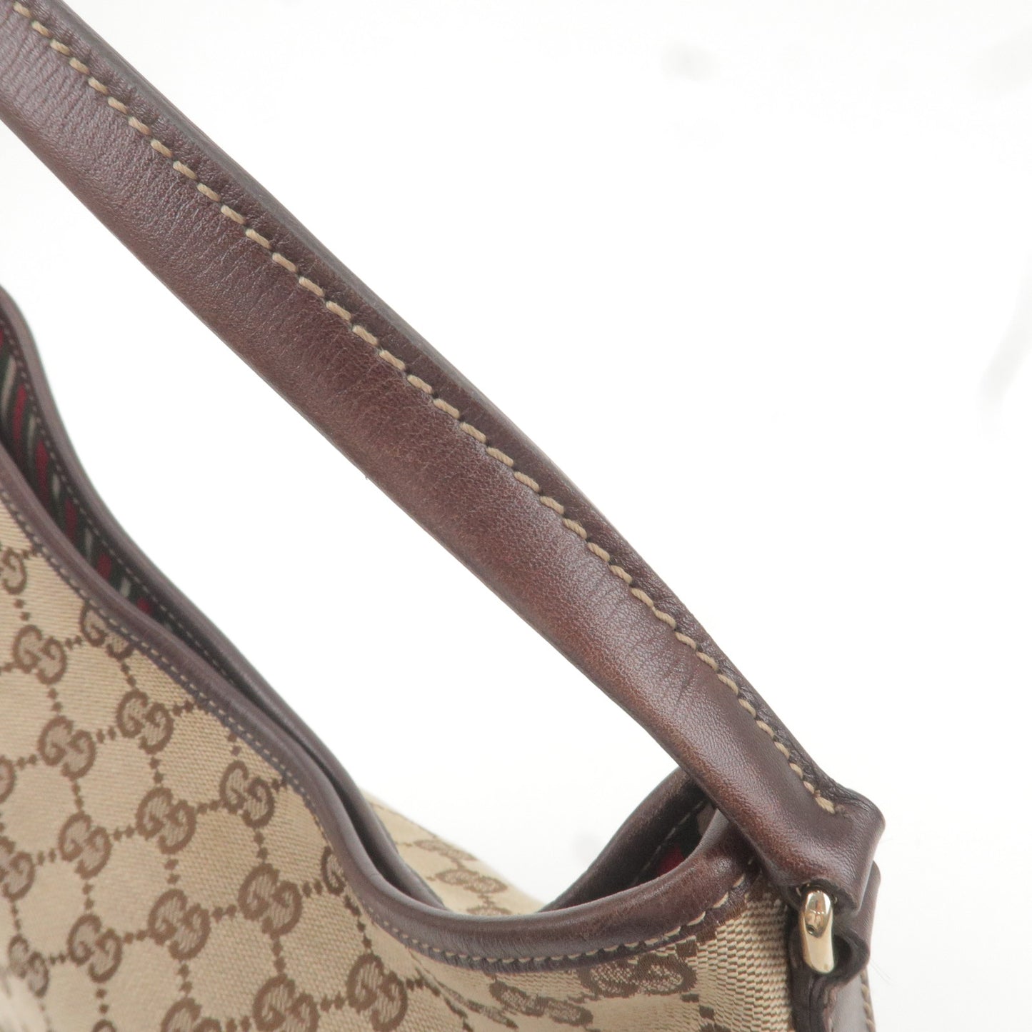 GUCCI Interlocking GG Canvas Leather Shoulder Bag Beige 169947