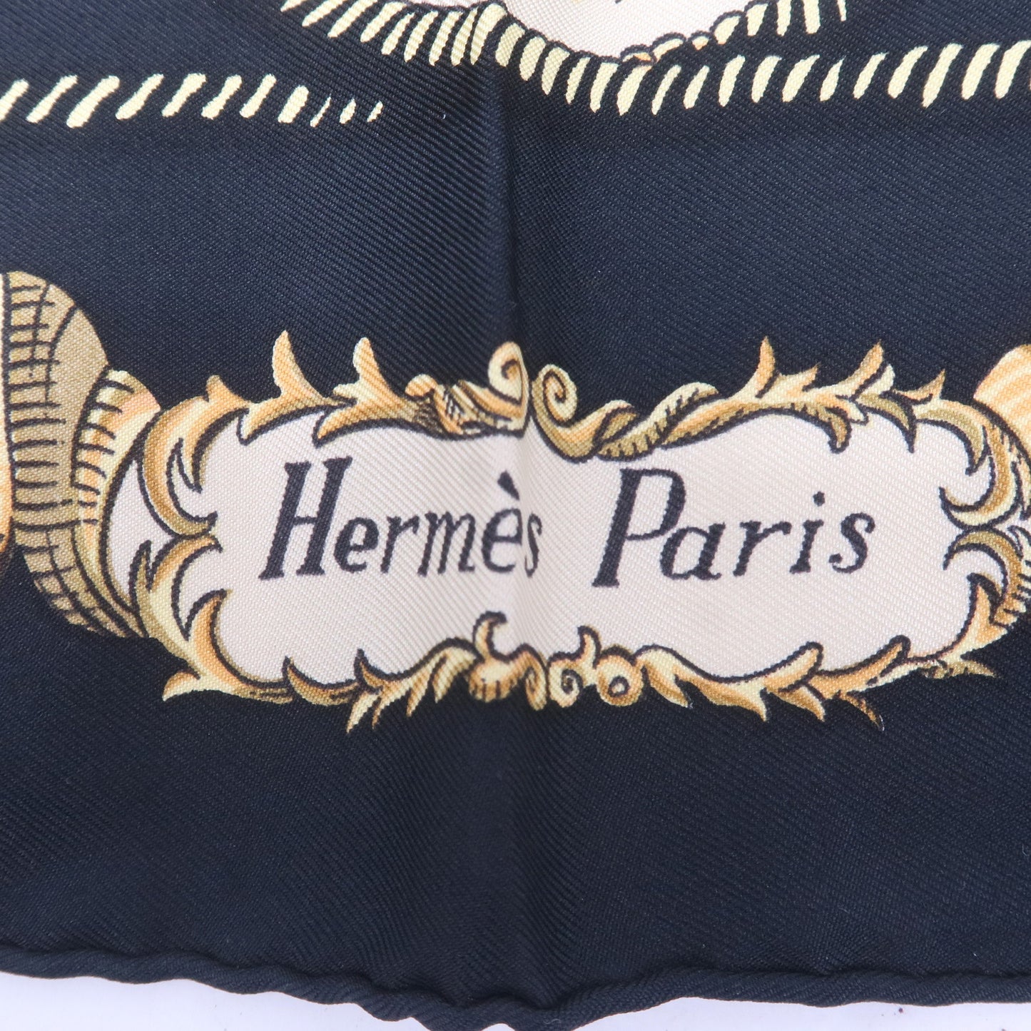 Hermes Scarf 90 lvdovicvs MAGNVS Black 100% Silk 
