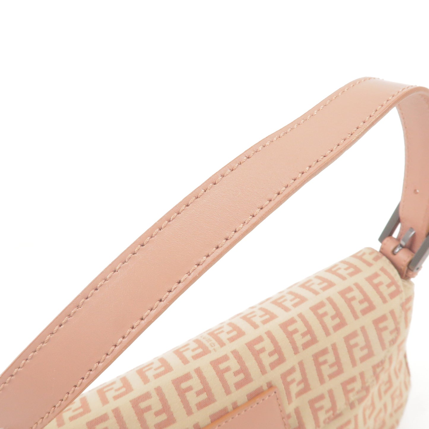 FENDI Zucchino Mamma Baguette Canvas Leather Shoulder Bag 8BR003