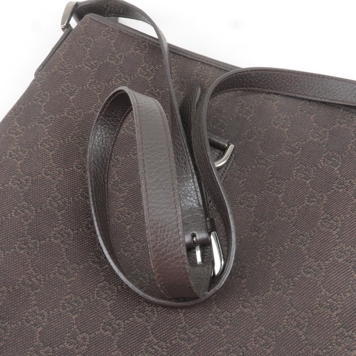 GUCCI Abbey GG Canvas Leather Shoulder Bag Brown 268642