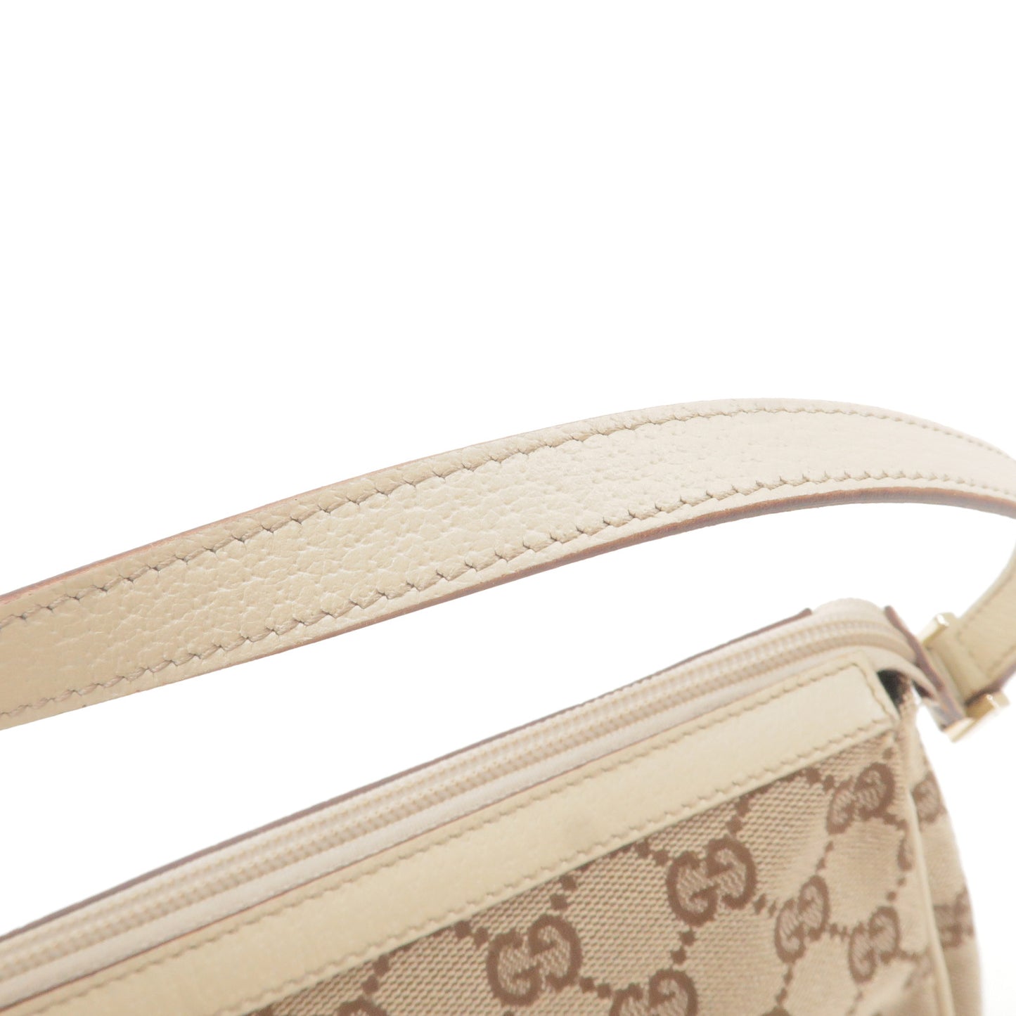 Gucci Abbey Beige White Canvas Authentic Leather Vintage Tote 