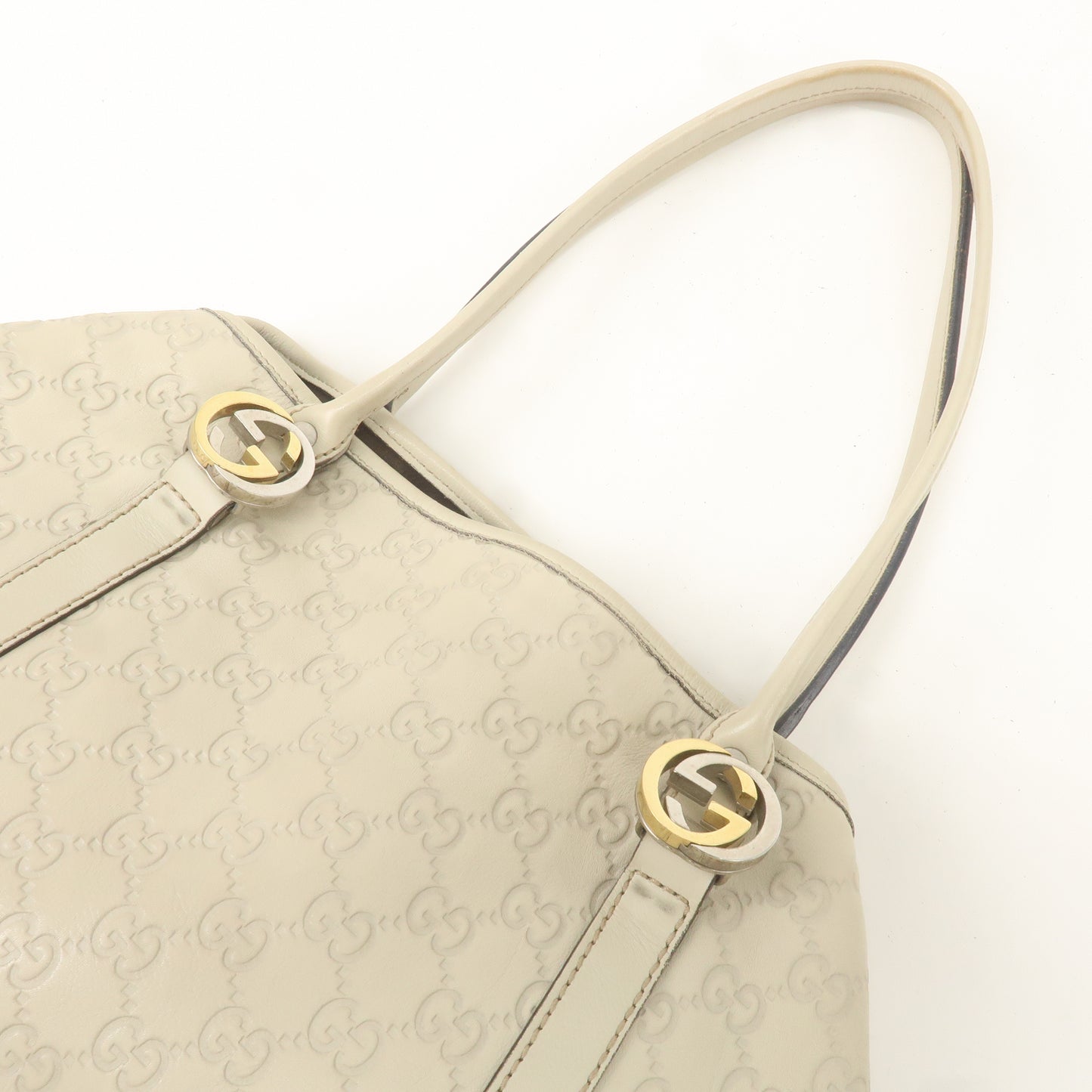 GUCCI GG Twins Guccissima Leather Tote Bag Beige 232957