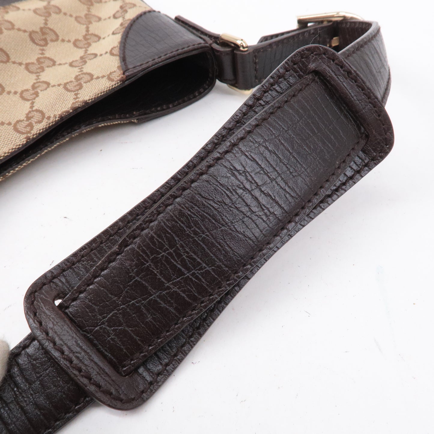 GUCCI Horsebit Sherry GG Canvas Leather Shoulder Bag Brown 137388