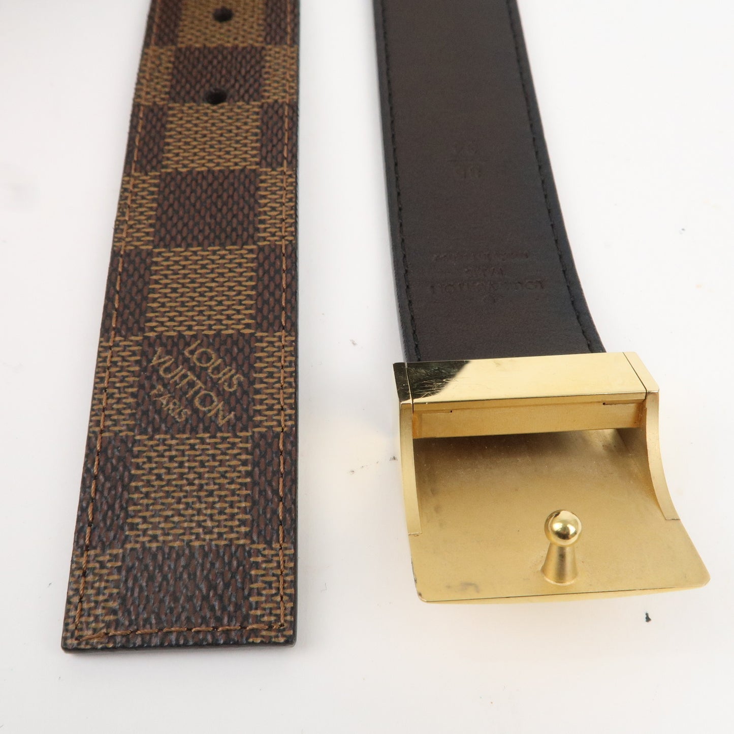 Louis Vuitton Damier Ebene Saint Tulle Carre Belt 85/34 M6944