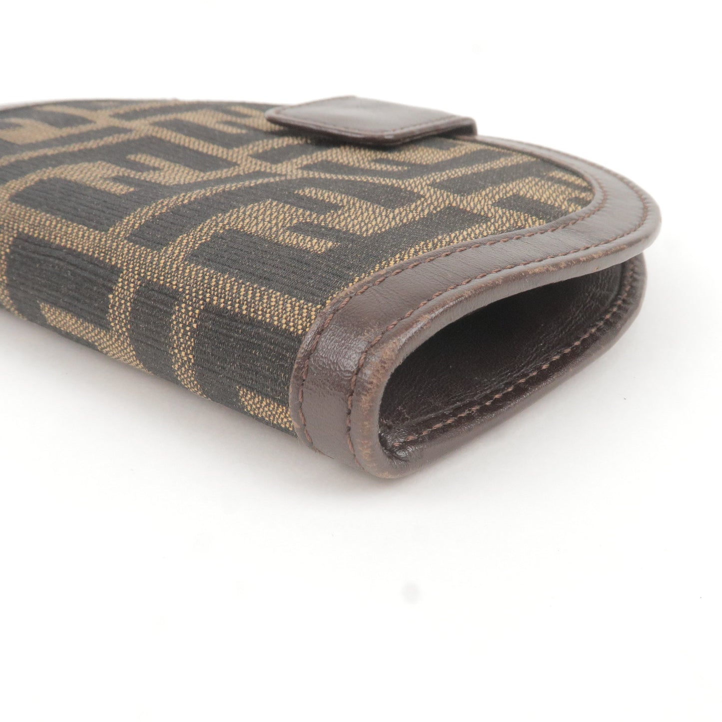 FENDI Zucca Canvas Leather Bi-fold Wallet 01223 Khaki Brown Black
