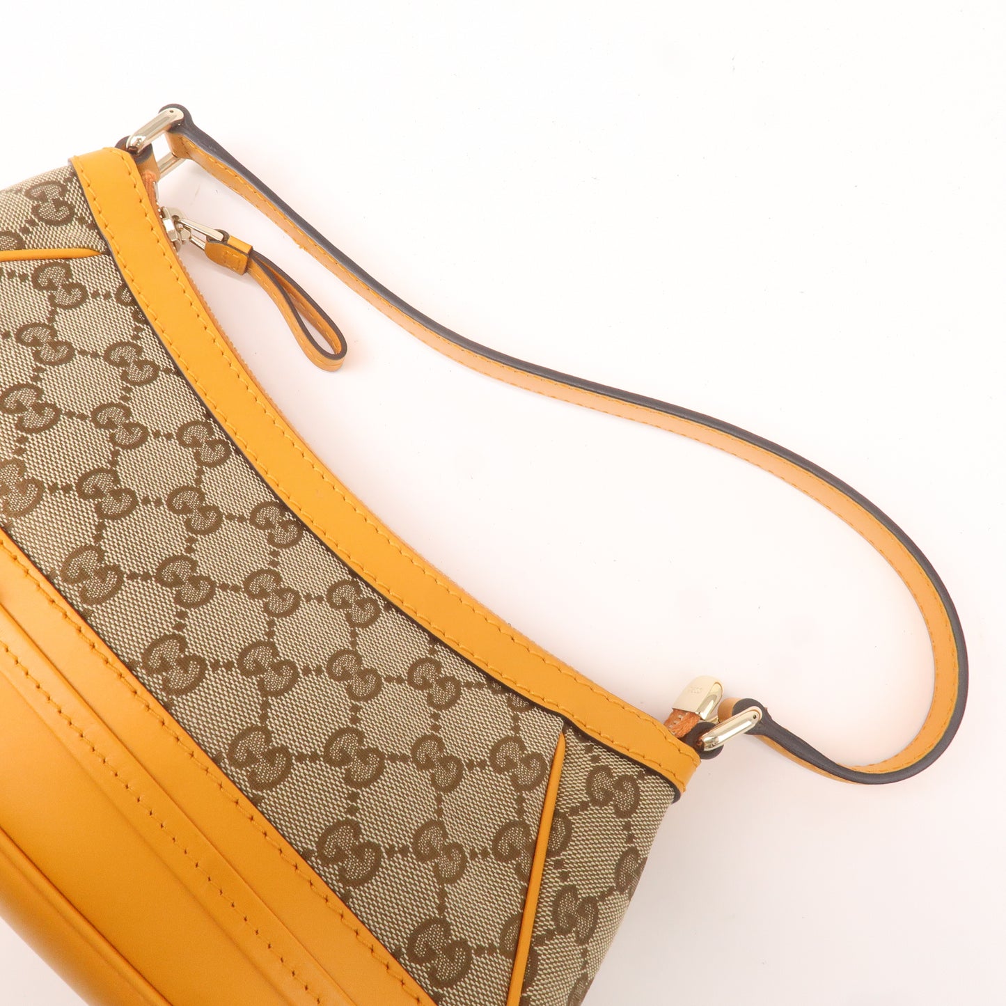 GUCCI Mayfair GG Canvas Leather Shoulder Bag Beige Orange 269893