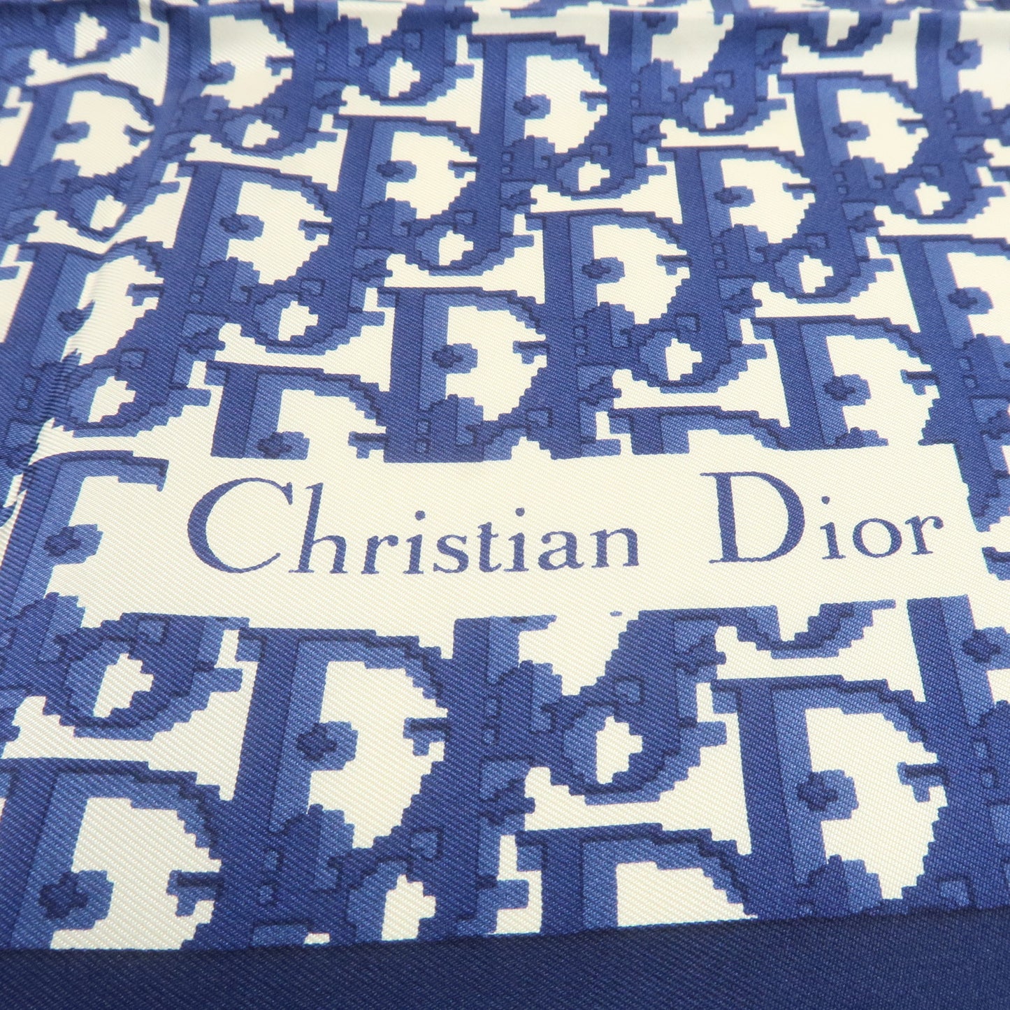 Christian Dior Trotter Print Silk 100% Scarf Navy