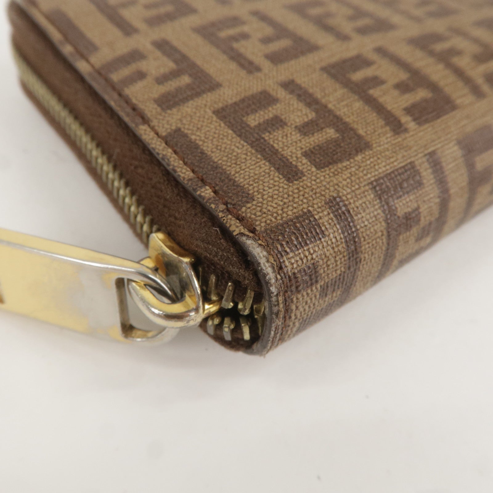 Authentic-FENDI-Zucchino-PVC-Round-Zipper-Long-Wallet-Brown-8M0024-Used-F/S  – dct-ep_vintage luxury Store