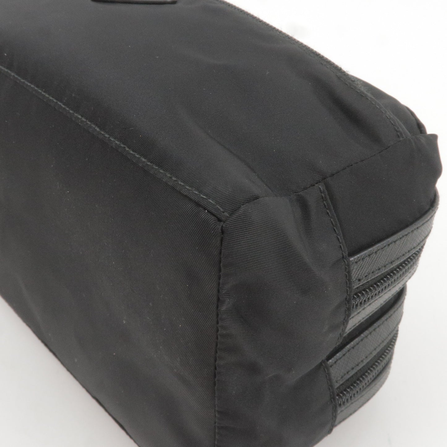 PRADA Nylon Leather Pouch Purse Cosmetic Pouch Black 2NA030