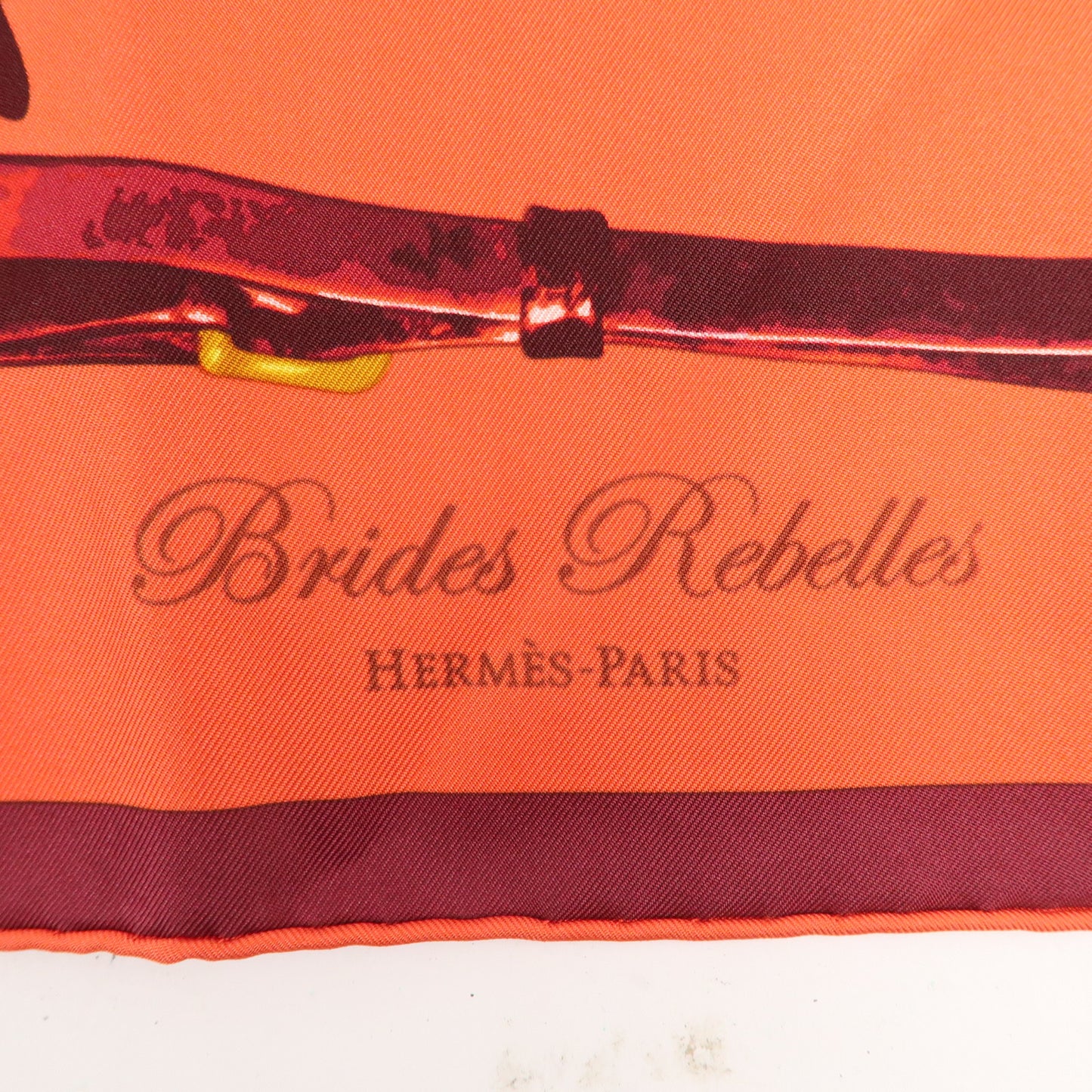 HERMES Carre 90 Silk 100% Scarf Brides Rebelles Harness Print Red