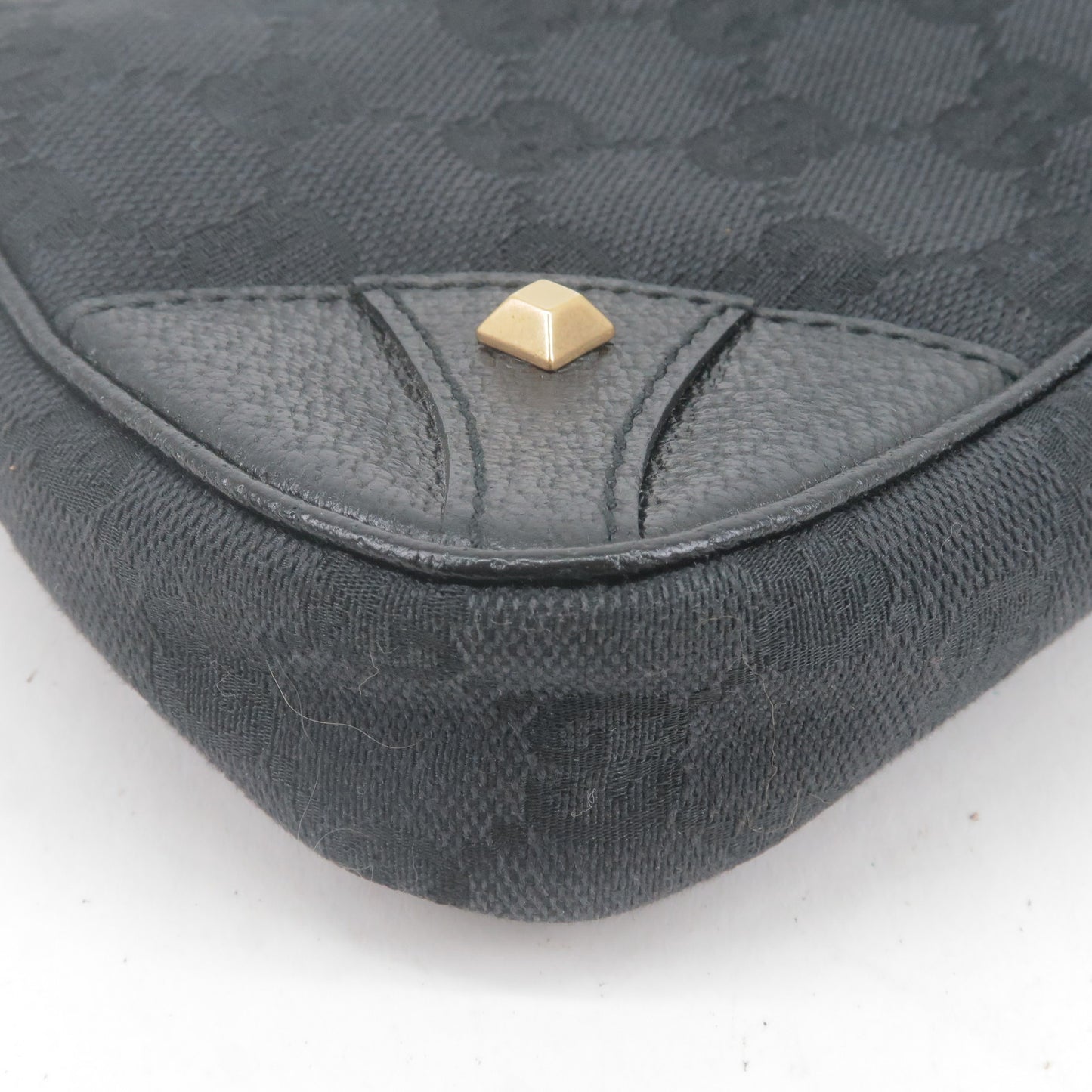 GUCCI GG Canvas Leather Chain Shoulder Bag Purse Black 120940
