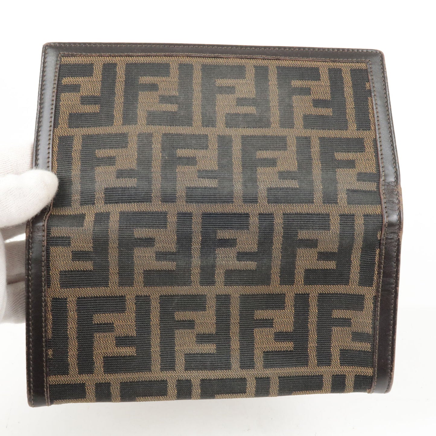 FENDI Zucca Print Canvas Leather Long Wallet Brown 30851