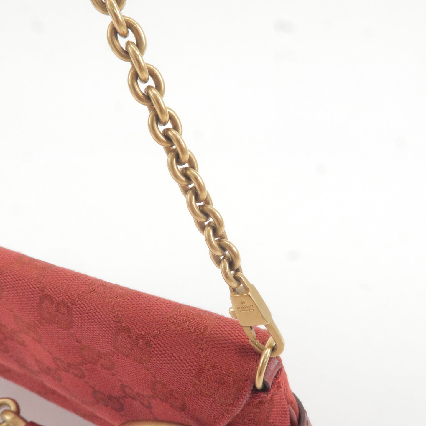 GUCCI-Horsebit-GG-Canvas-Leather-Chain-Shoulder-Bag-Red-114923 –  dct-ep_vintage luxury Store