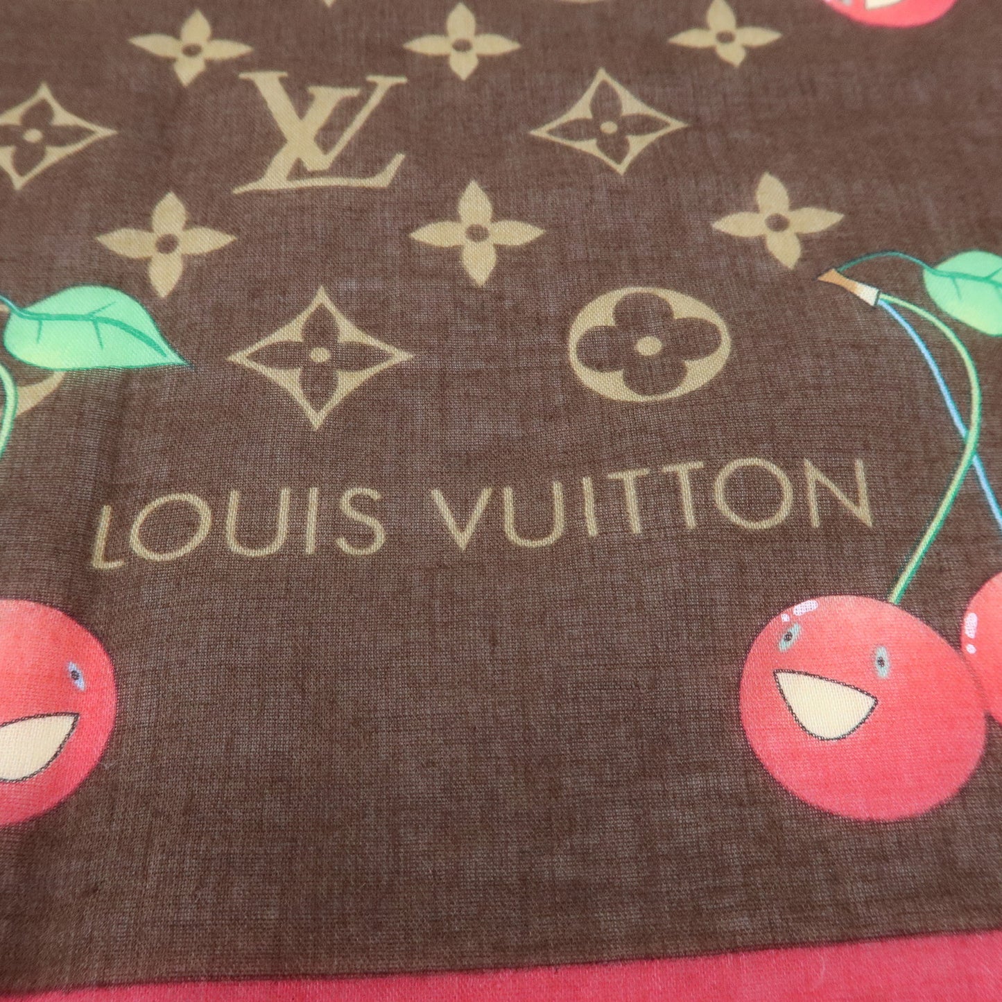 Authentic LOUIS VUITTON Scarf Monogram Cherry Cotton M71963 #S407214A