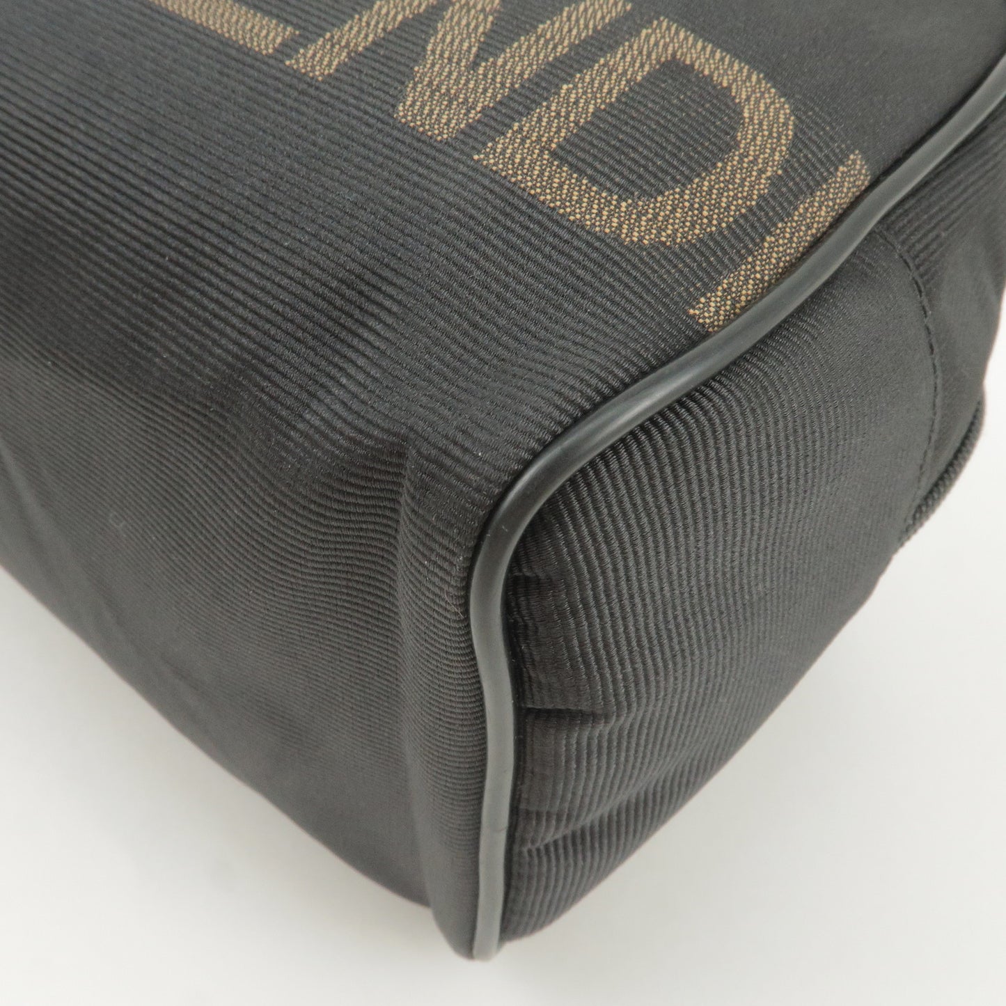 Fendi Logo Canvas Leather Second Pouch Black Beige