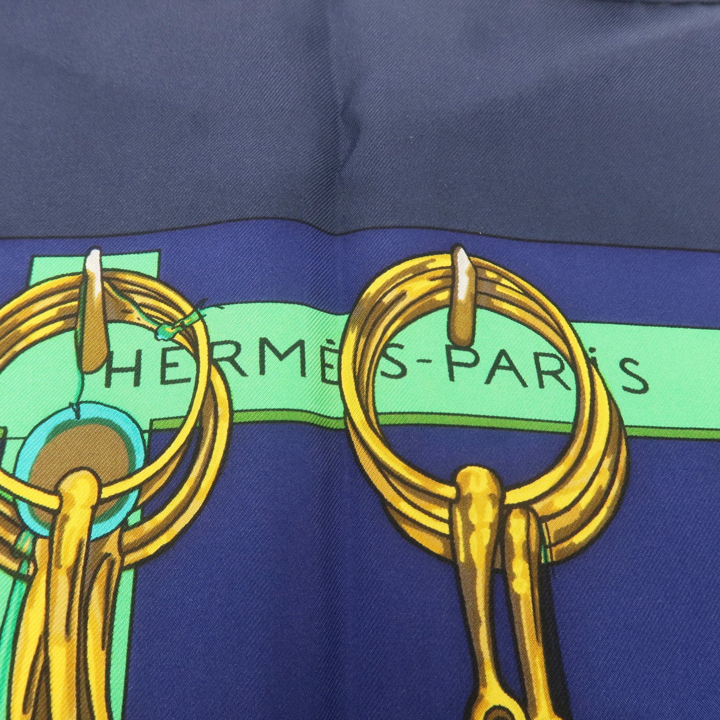 Hermes Silk 100% Carre 90 Mors & Filets Navy Blue