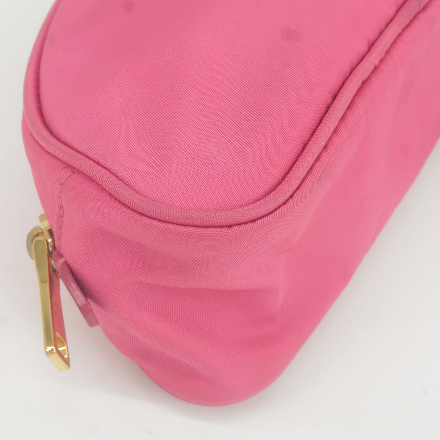 PRADA Logo Nylon Leather Pouch Cosmetic Pouch Pink 1N1867