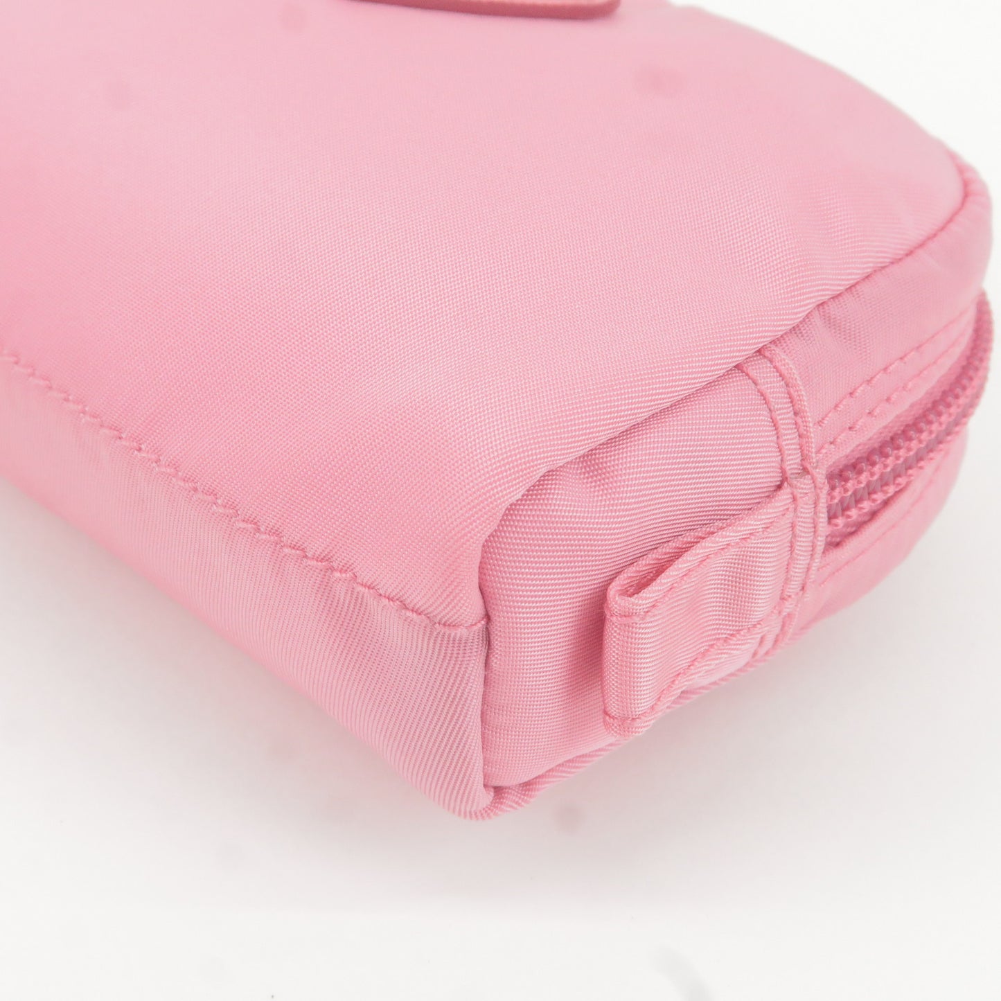 PRADA Logo Nylon Leather Mini Pouch Pink 1NA339
