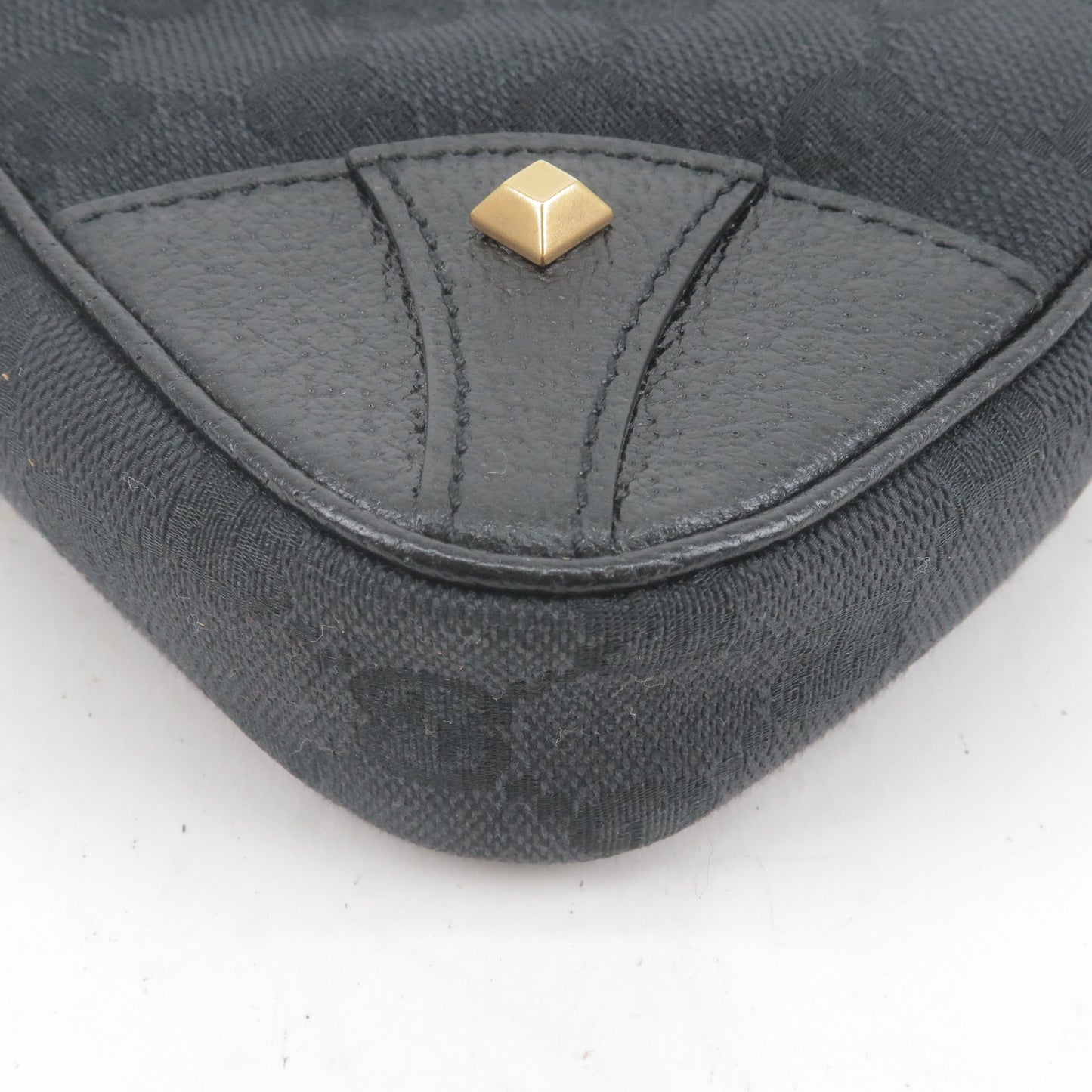 GUCCI GG Canvas Leather Chain Shoulder Bag Purse Black 120940