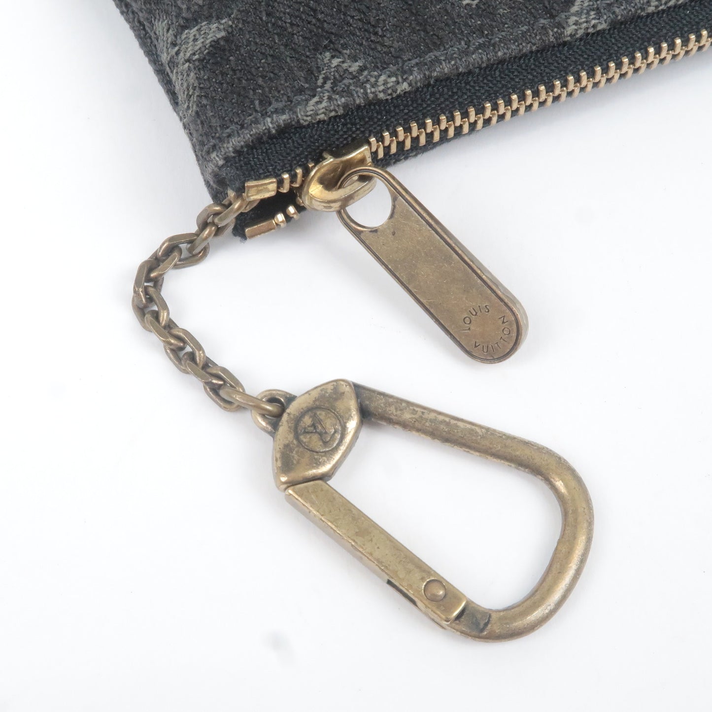 Louis Vuitton Monogram Denim Pochette Cles Coin Case Noir M95616