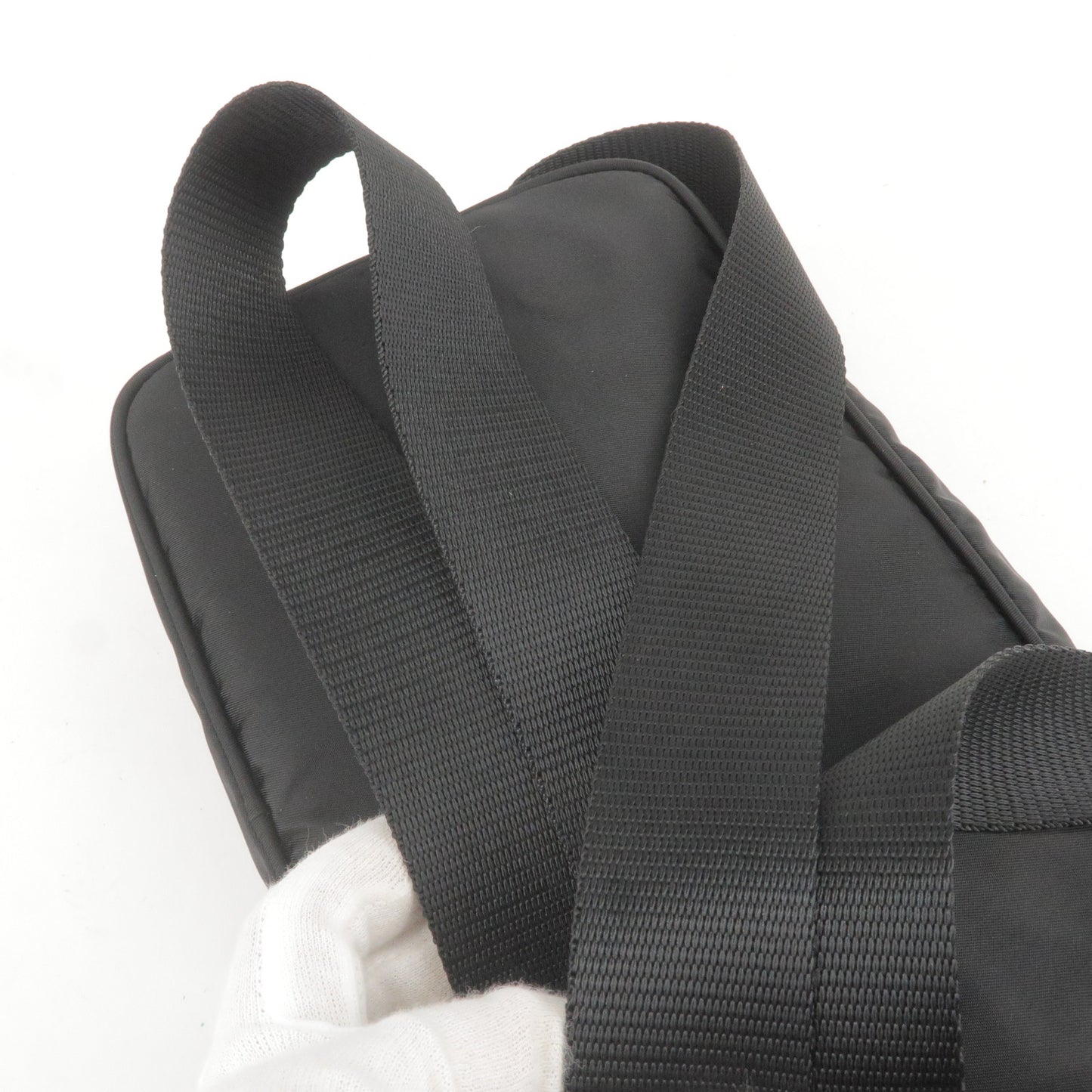 PRADA Logo Nylon Leather Shoulder Bag NERO Black BT1067
