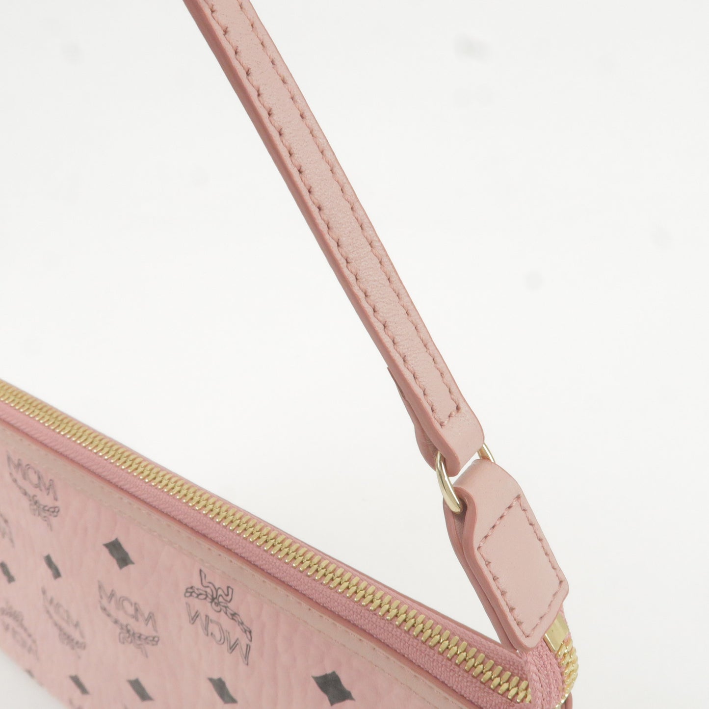 MCM Leather Shoulder Bag Purse Pouch Pink