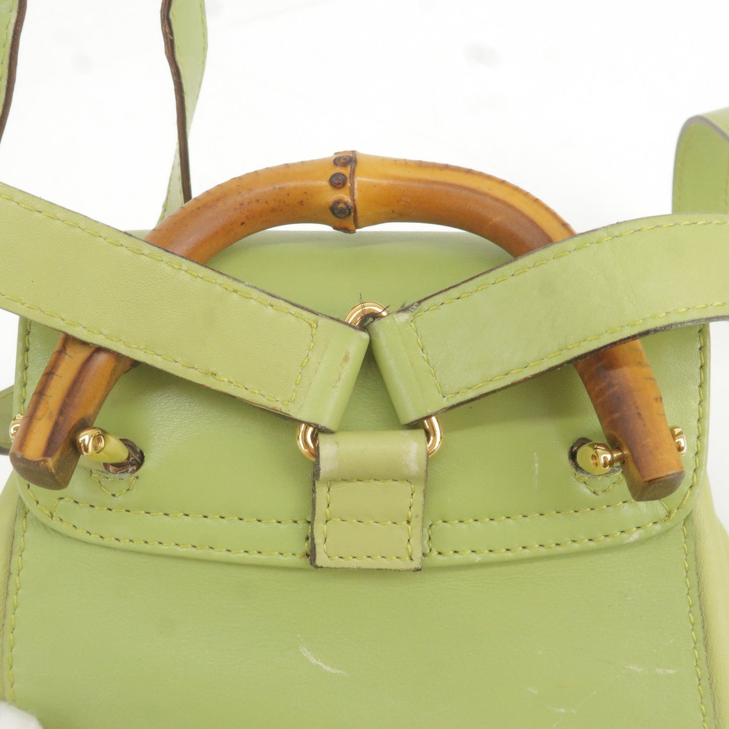 GUCCI Bamboo Leather Back Pack Green 003･2058･0030