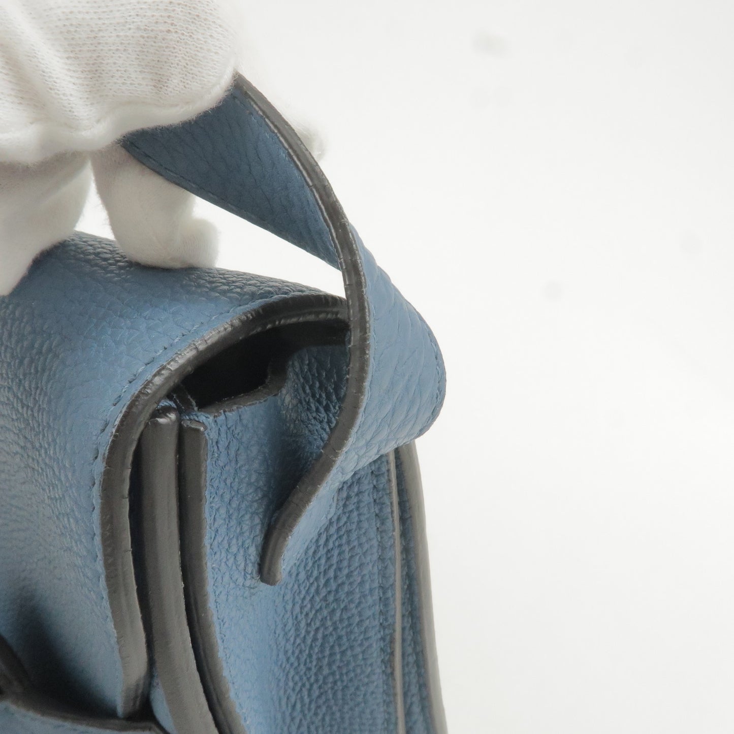GUCCI Horsebit Leather Shoulder Bag Blue 353231