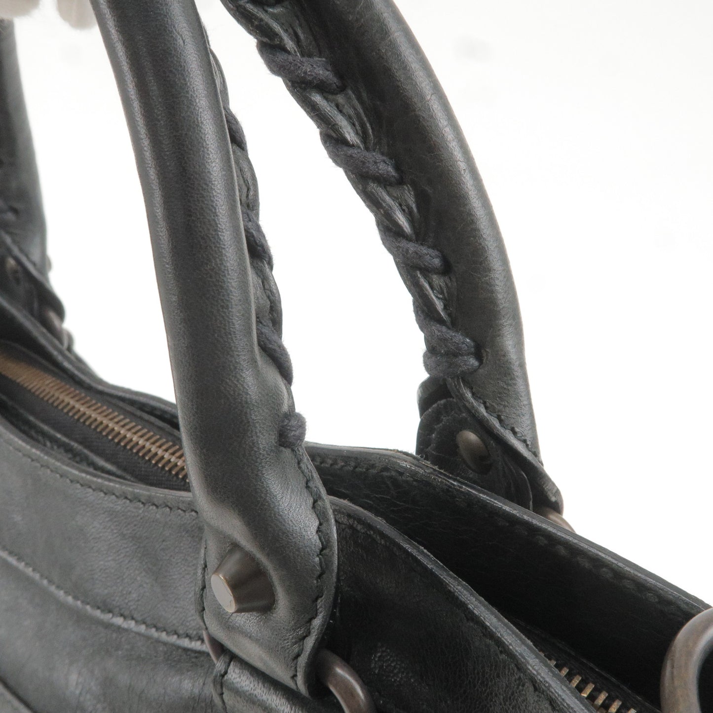 BALENCIAGA The First Leather 2Way Hand Bag Black 103208