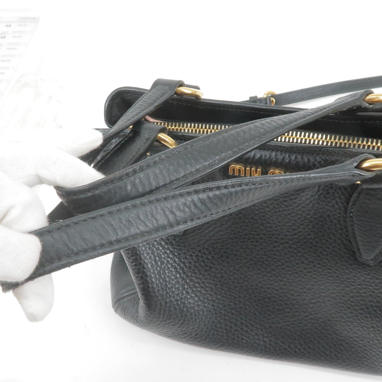 MIU MIU Logo Leather 2Way Bag Hand Bag NERO Black RT0438