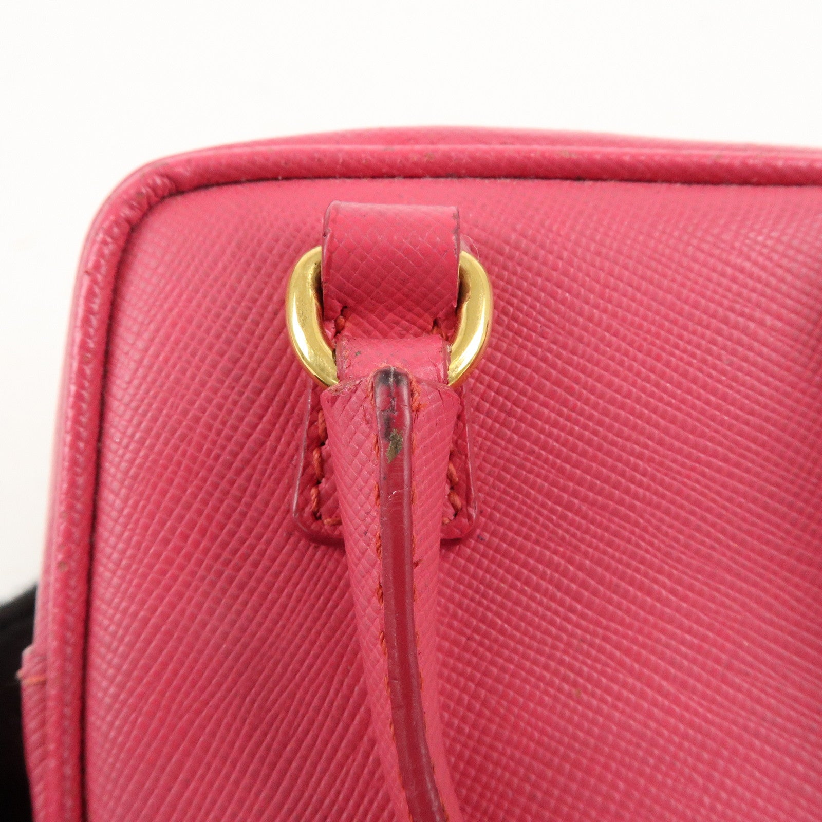 PRADA Logo Safiano Leather Mini Hand Bag Mini Pouch Pink