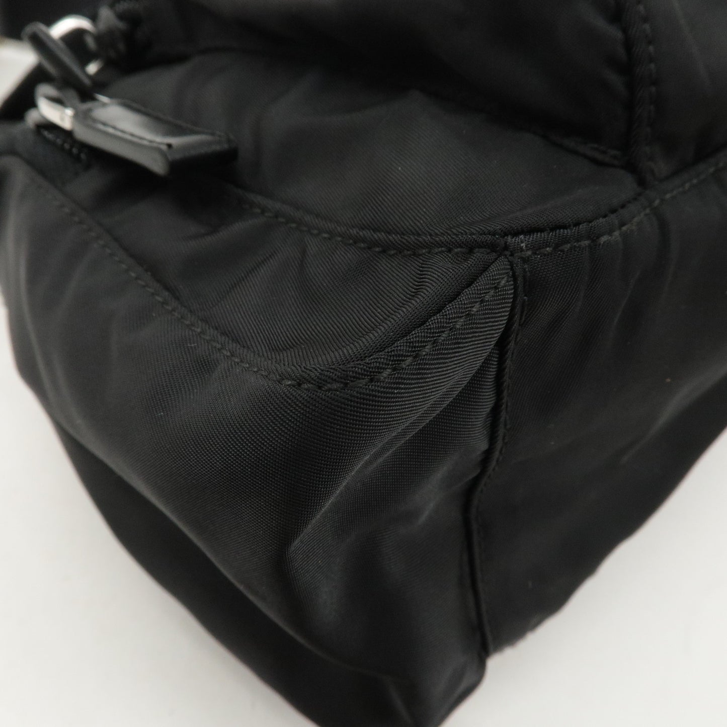 PRADA Logo Nylon Leather Shoulder Bag Crossbody Bag Black BT0501