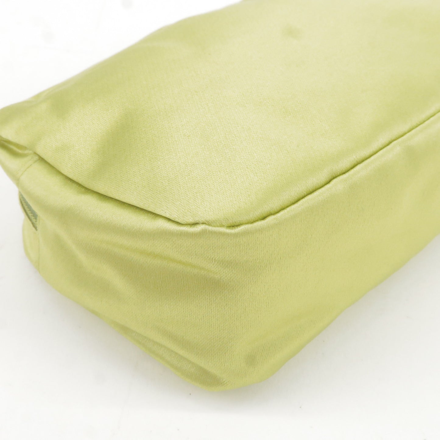 PRADA Logo Satin Cosmetic Pouch Yellow Green 1N0021