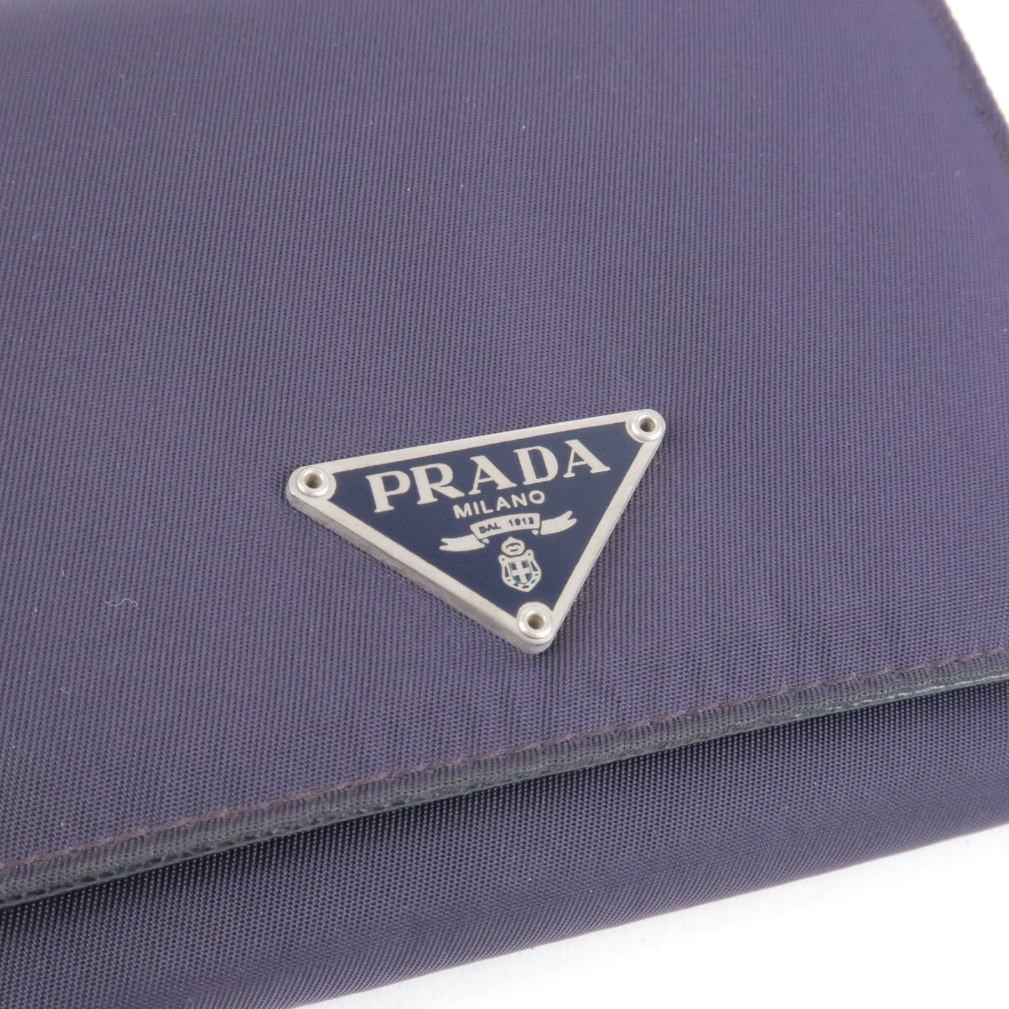PRADA Logo Nylon Trifold Wallet Purple M201