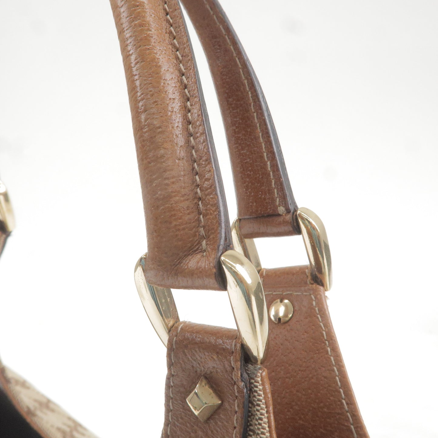 GUCCI New Jackie GG Canvas Leather Shoulder Bag Beige Brown 124407
