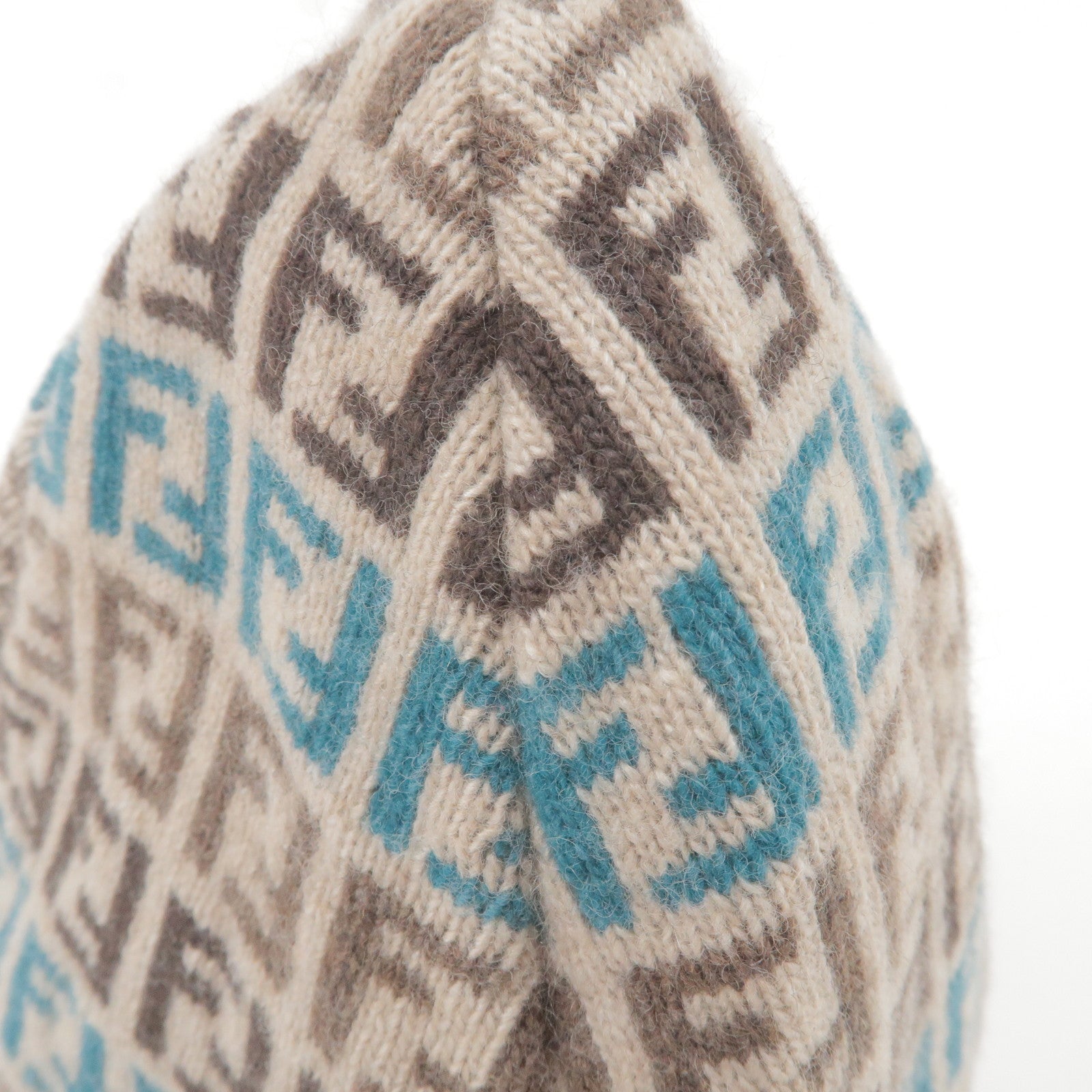 FENDI-Zucchino-Wool-Rayon-Nylon-Cashmere-Knit-Kid-Beanie-Brown