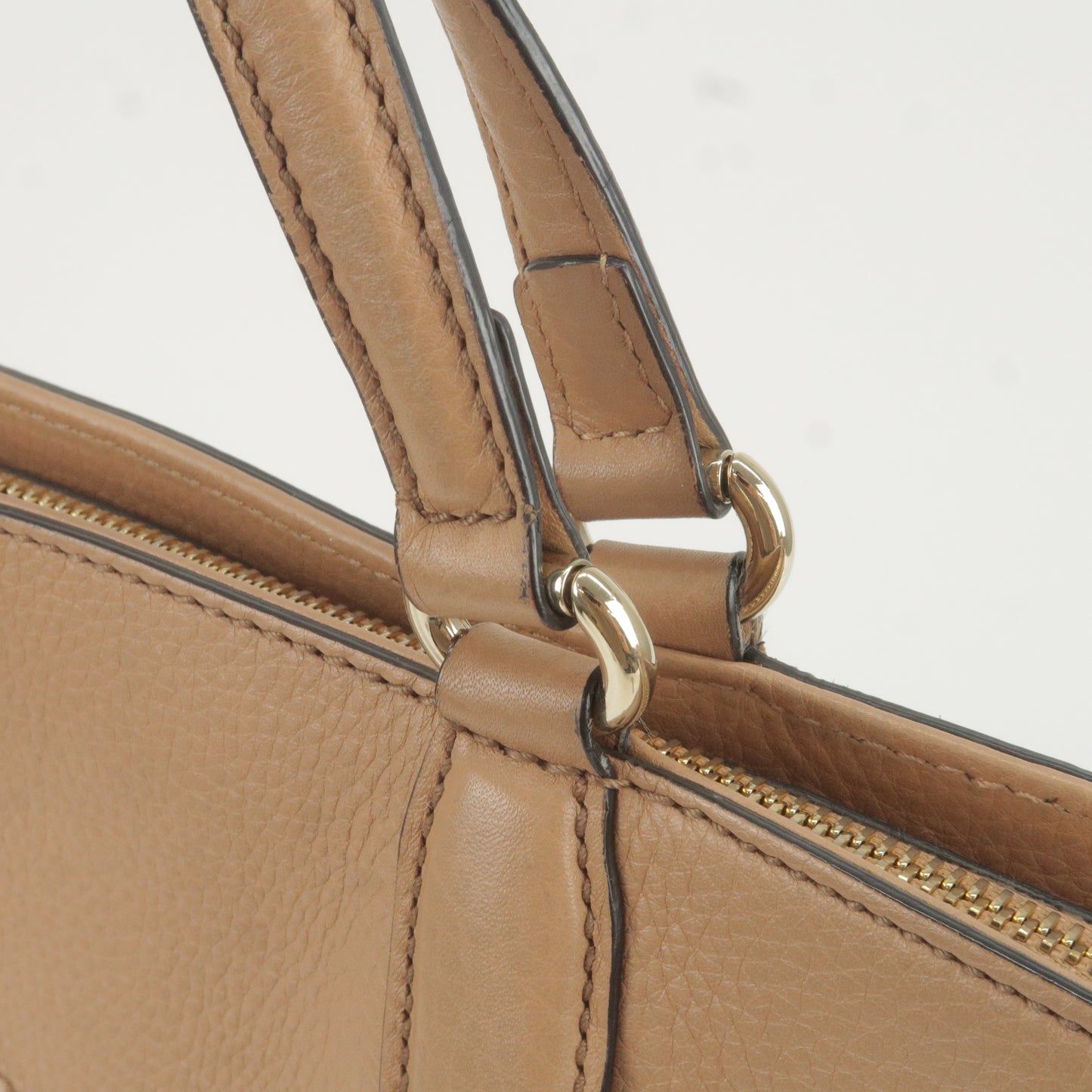 GUCCI SOHO Interlocking GG Leather Shoulder Bag Beige 369176