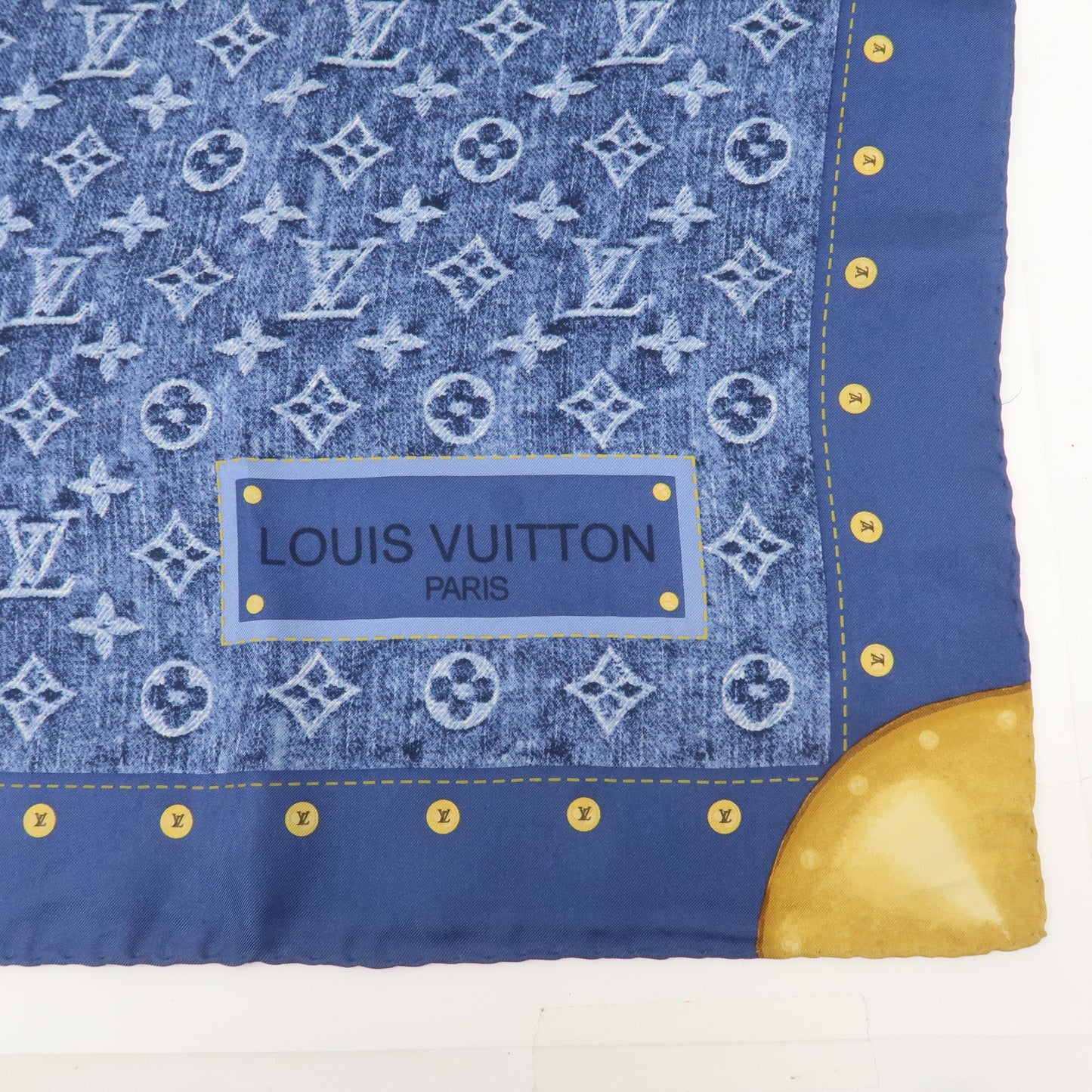 Louis Vuitton Carré Monogram Denim Scarf Silk 100% M71896