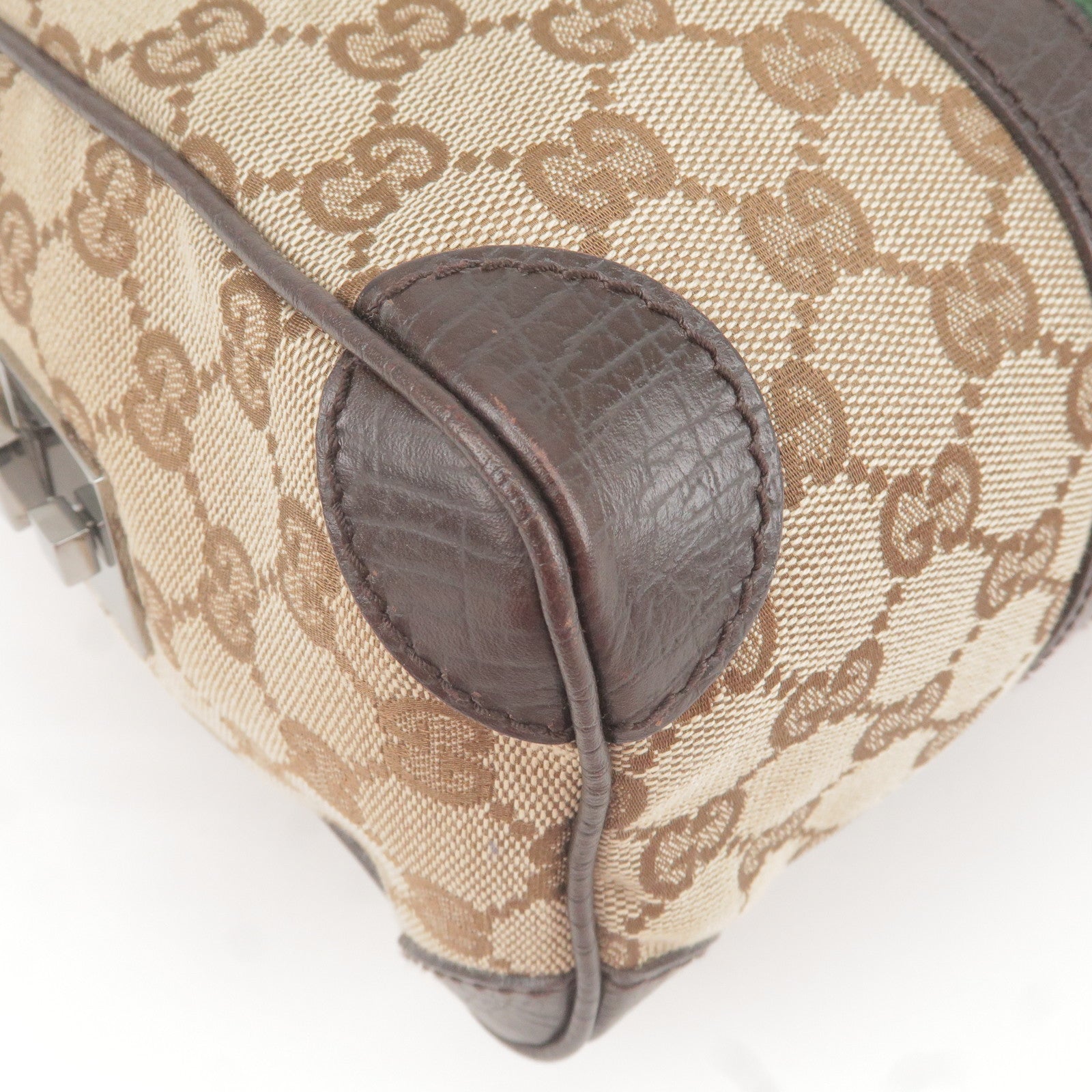 GUCCI-Sherry-Old-Gucci-GG-Supreme-Leather-Boston-Bag-Beige-Brown