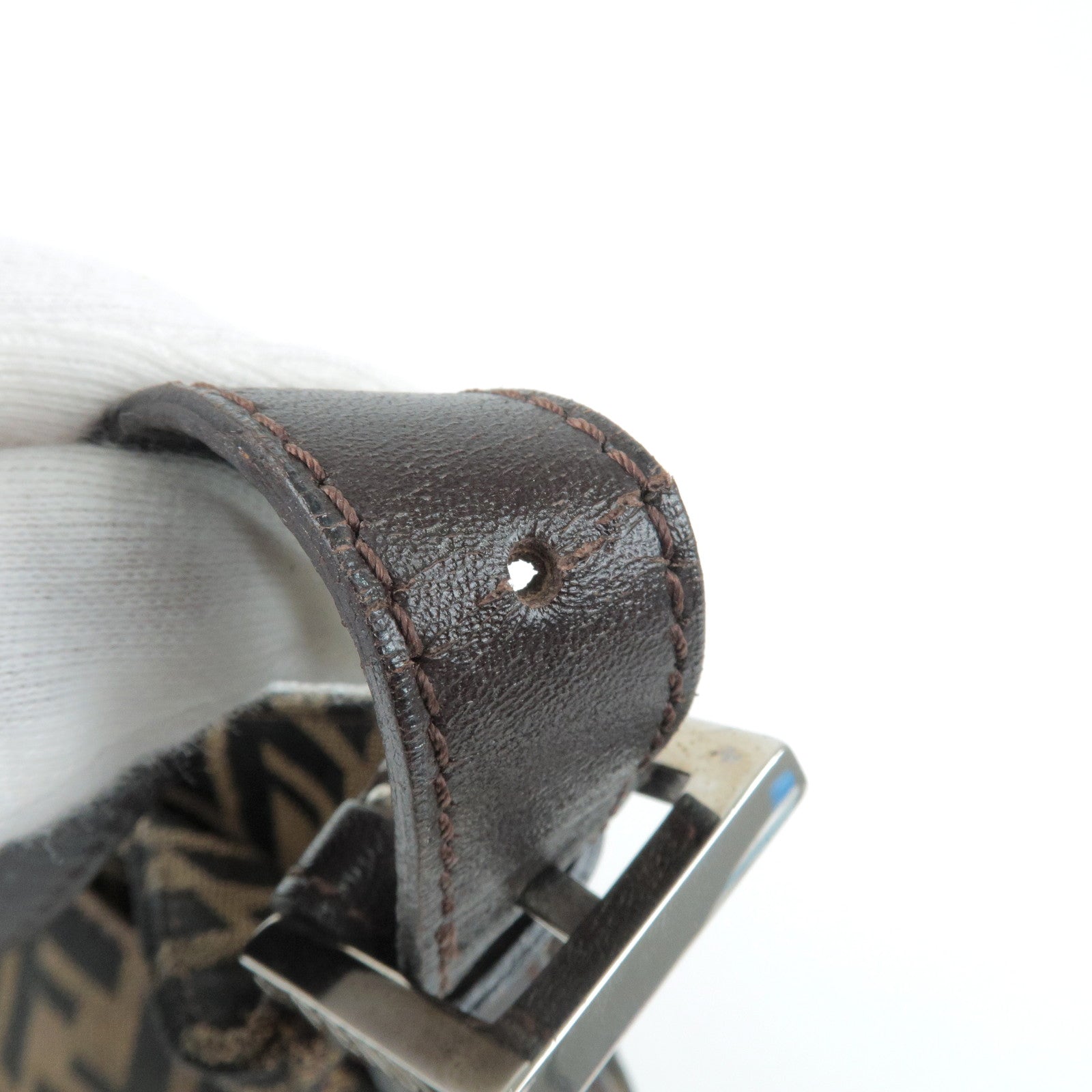 Fendi Black Zucca Key Pouch Small Leather Goods Designer Silver